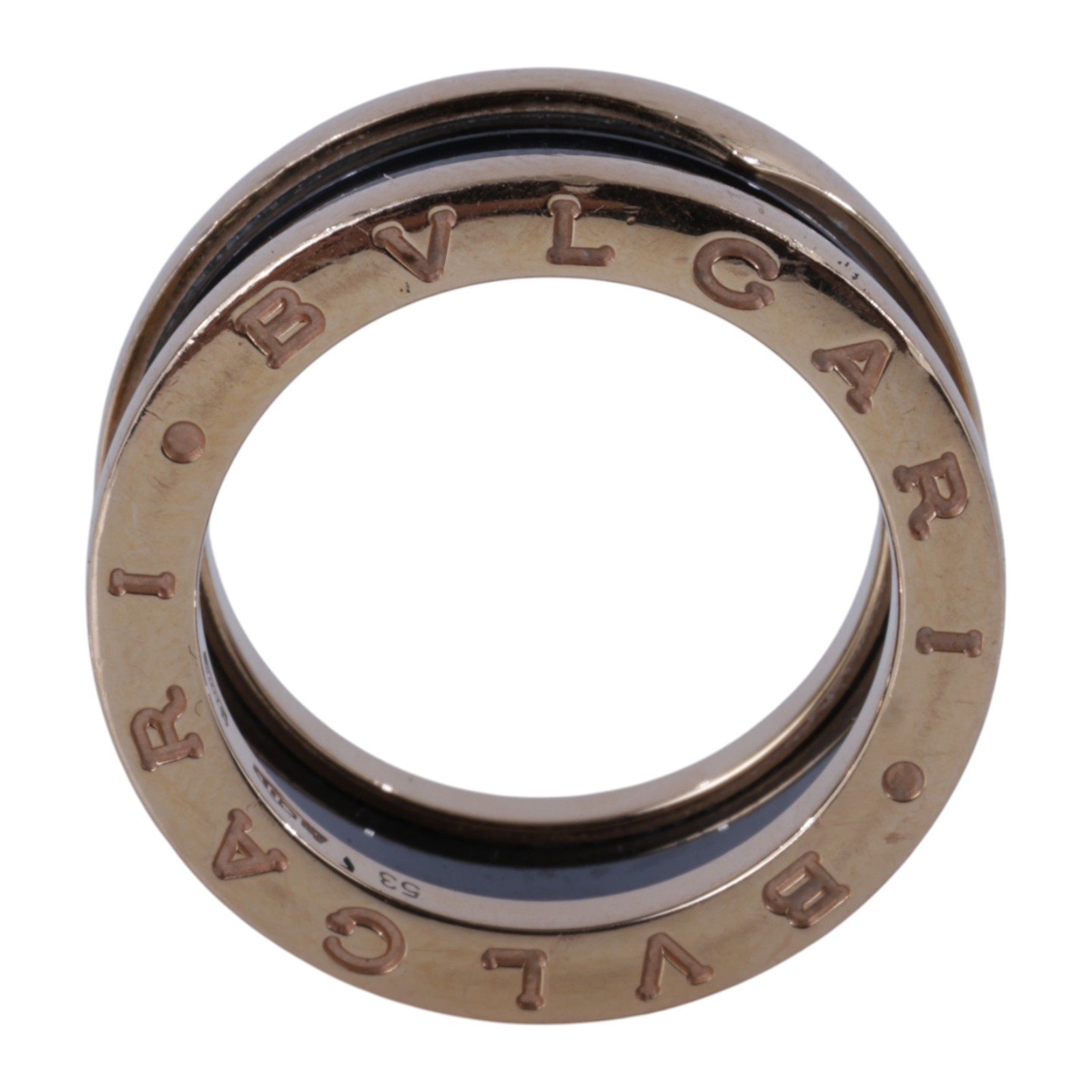 寶格麗 BVLGARI B.zero1 Ring 戒指 玫瑰金 347047 K18RG黑陶瓷B.ZERO1雙環戒指 原廠盒子/保書