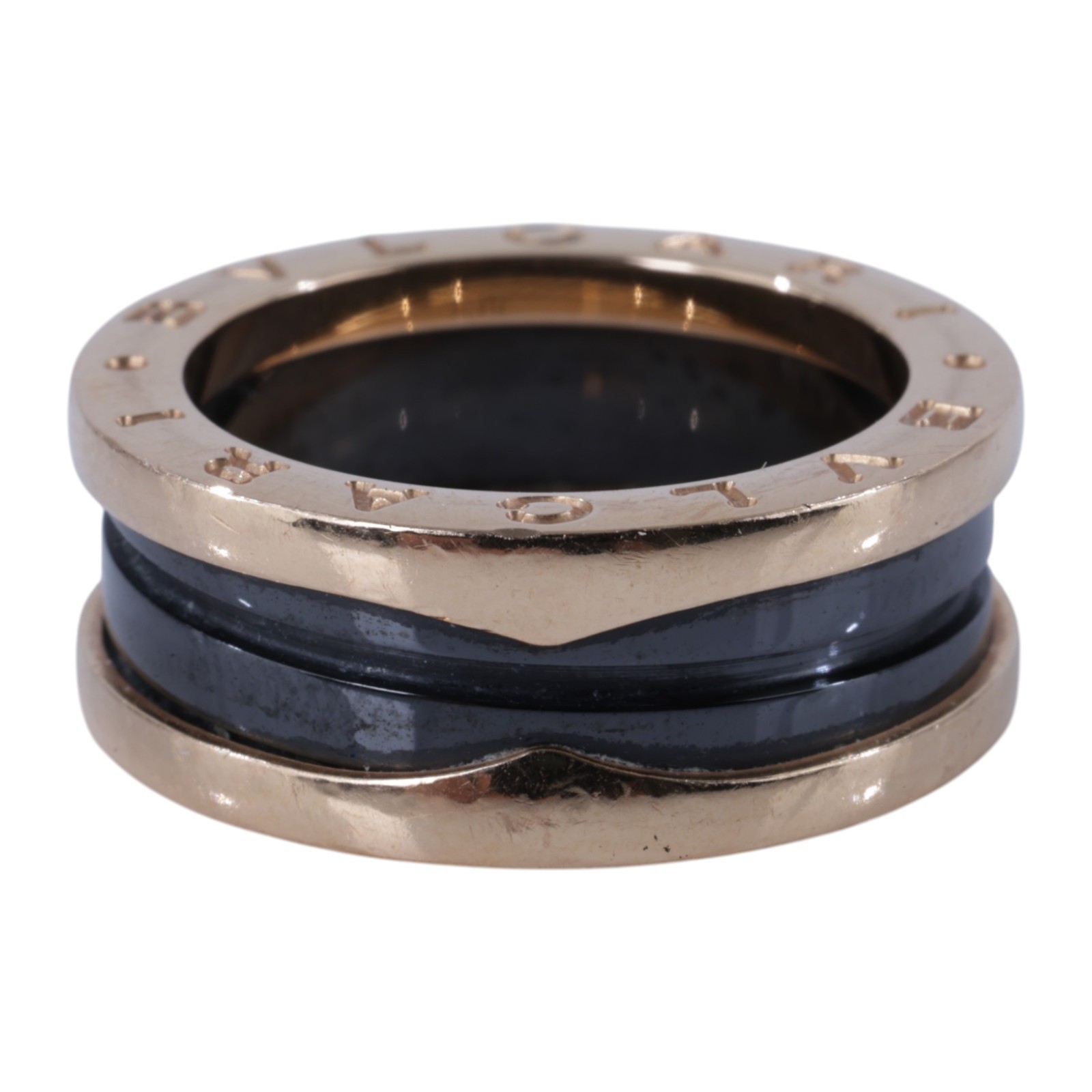 寶格麗 BVLGARI B.zero1 Ring 戒指 玫瑰金 347047 K18RG黑陶瓷B.ZERO1雙環戒指 原廠盒子/保書