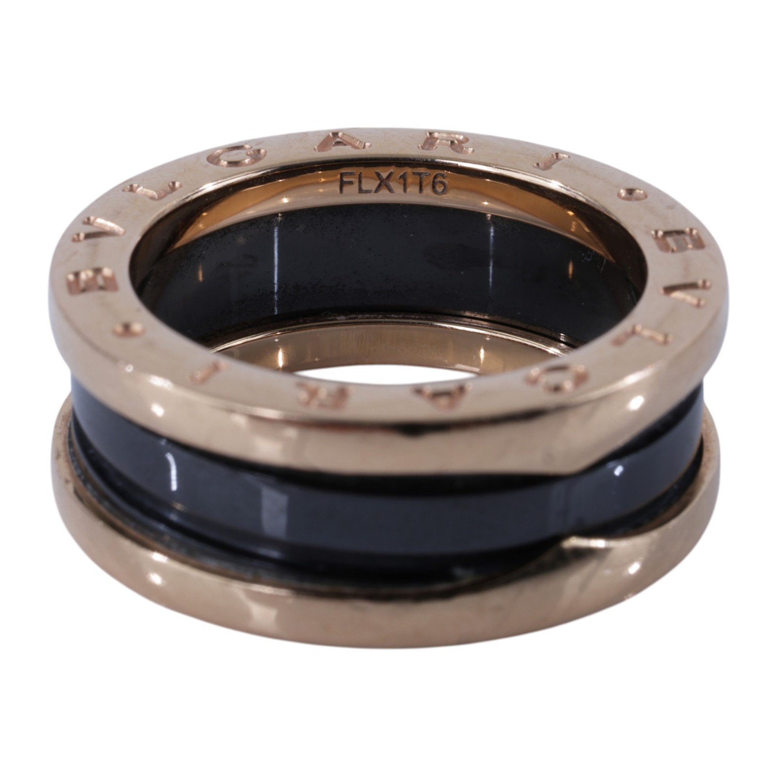 寶格麗 BVLGARI B.zero1 Ring 戒指 玫瑰金 347047 K18RG黑陶瓷B.ZERO1雙環戒指 原廠盒子/保書