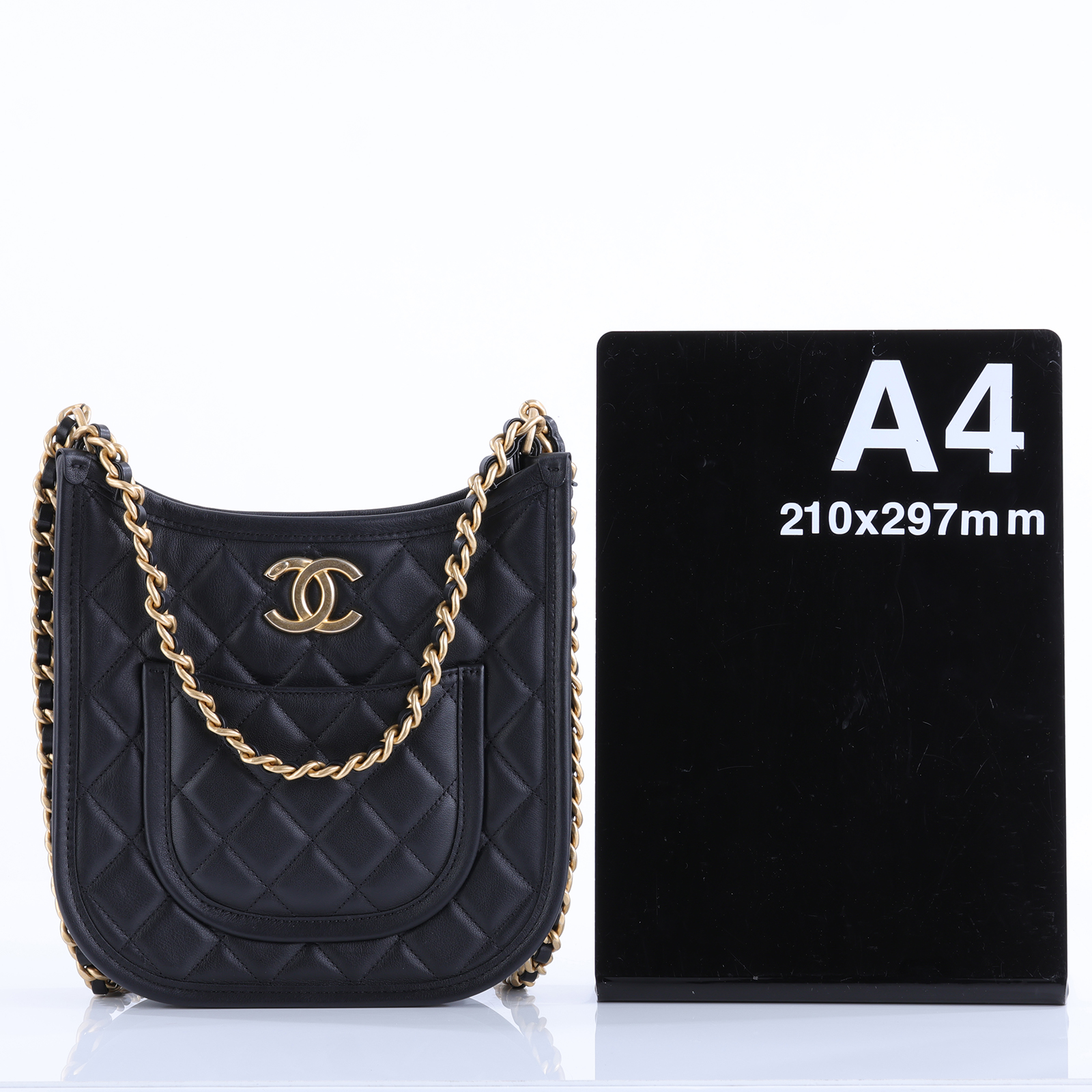 香奈兒 CHANEL 流浪包 Hobo Bag CC LOGO 斜背包 AS4532 晶片款 黑色HOBO兩用包 防塵袋