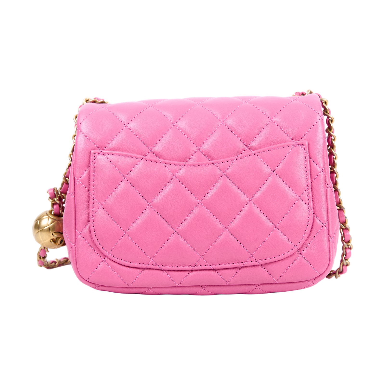 香奈兒 CHANEL CC logo 金球 方胖 肩背 斜背 口蓋包 AS1786 B02916 粉金球方胖 防塵袋/原廠盒子/保證卡/購買證明