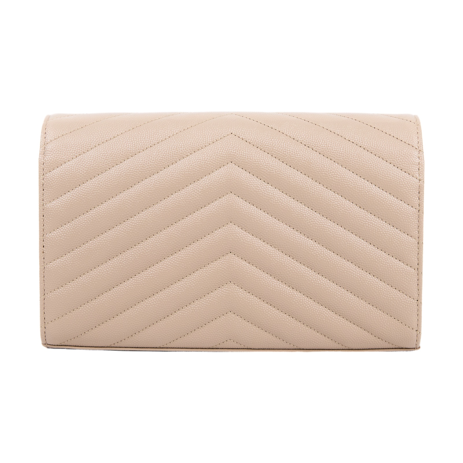 聖羅蘭 YSL SAINT LAURENT Cassandre 經典粒面皮革 鏈條 錢包 金色五金 377828BOW01 米色WOC 大 保證卡