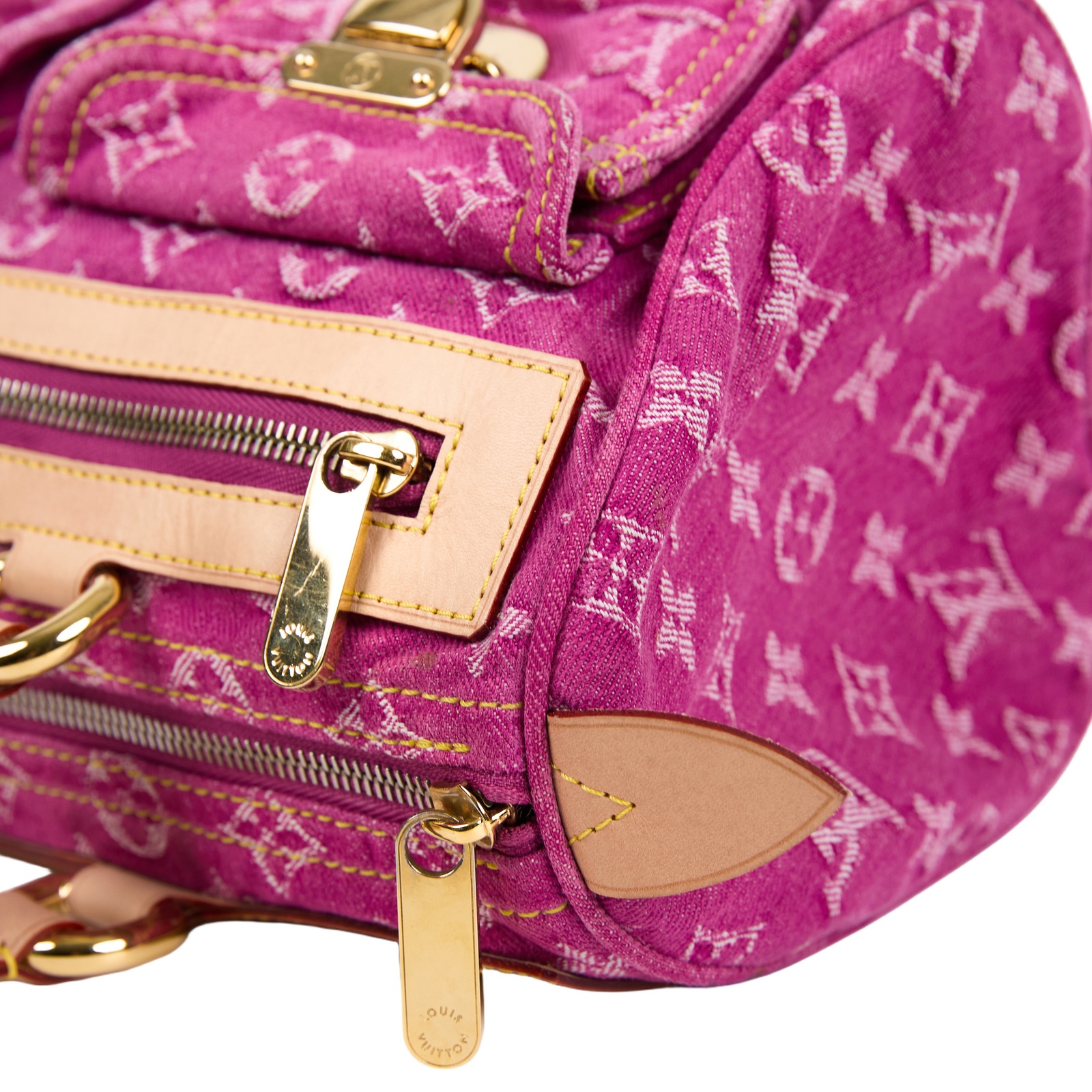 路易威登 LOUIS VUITTON Neo Speedy Denim 丹寧 雙口袋 波士頓 手提包 M95214 粉牛仔波士頓包 無附屬品