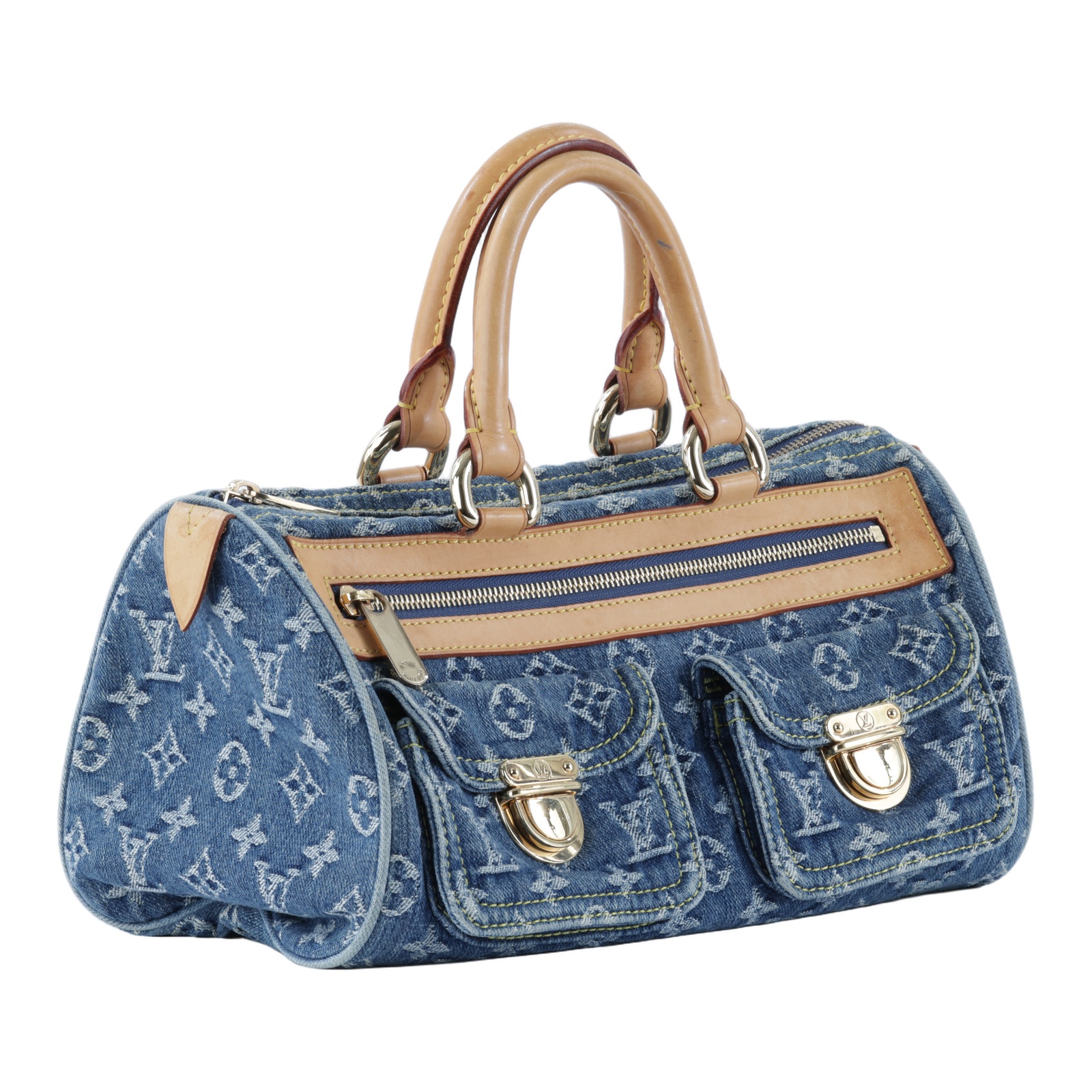 路易威登 LOUIS VUITTON Neo Speedy Denim 丹寧 雙口袋 波士頓 手提包 M95019 藍牛仔波士頓包 防塵袋