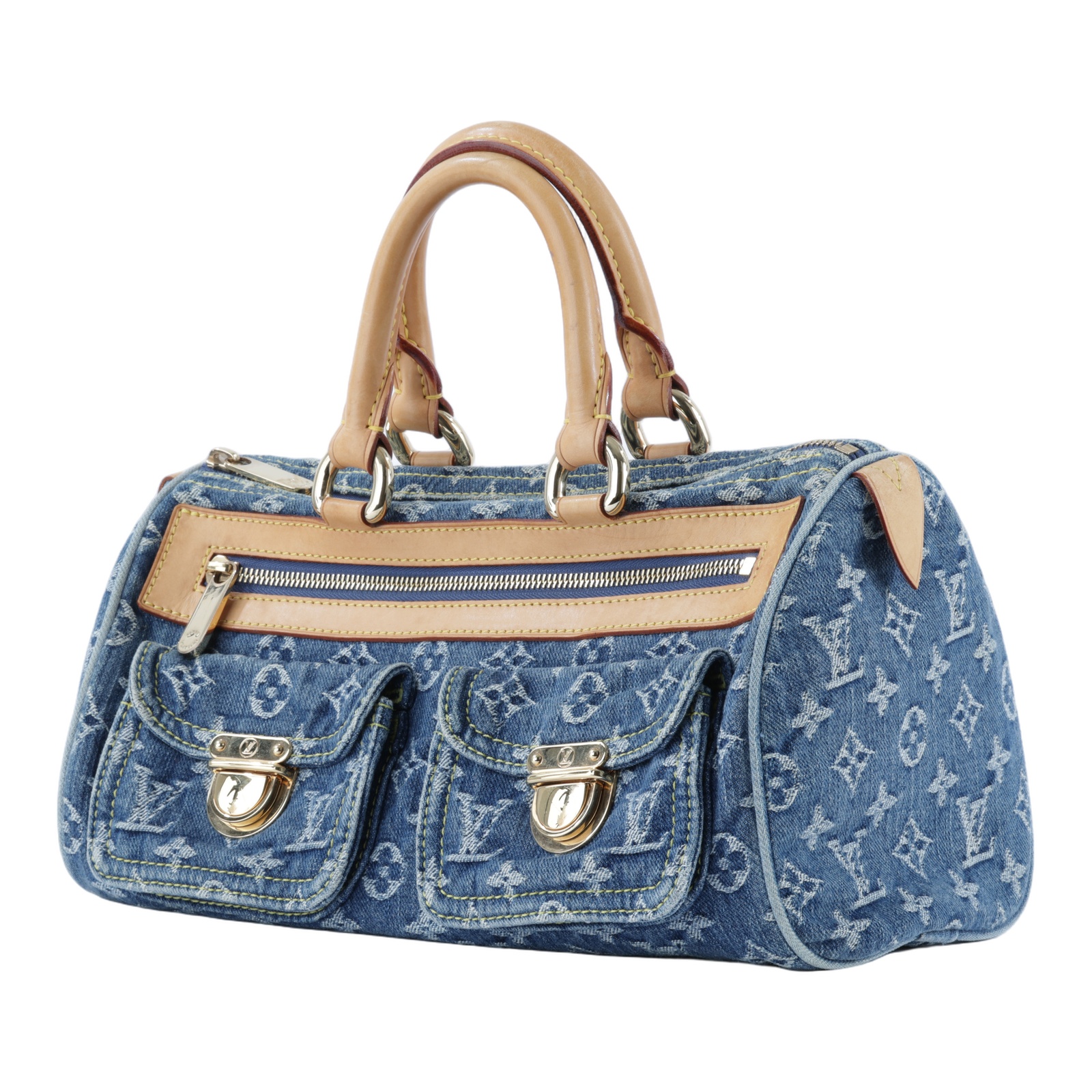 路易威登 LOUIS VUITTON Neo Speedy Denim 丹寧 雙口袋 波士頓 手提包 M95019 藍牛仔波士頓包 防塵袋