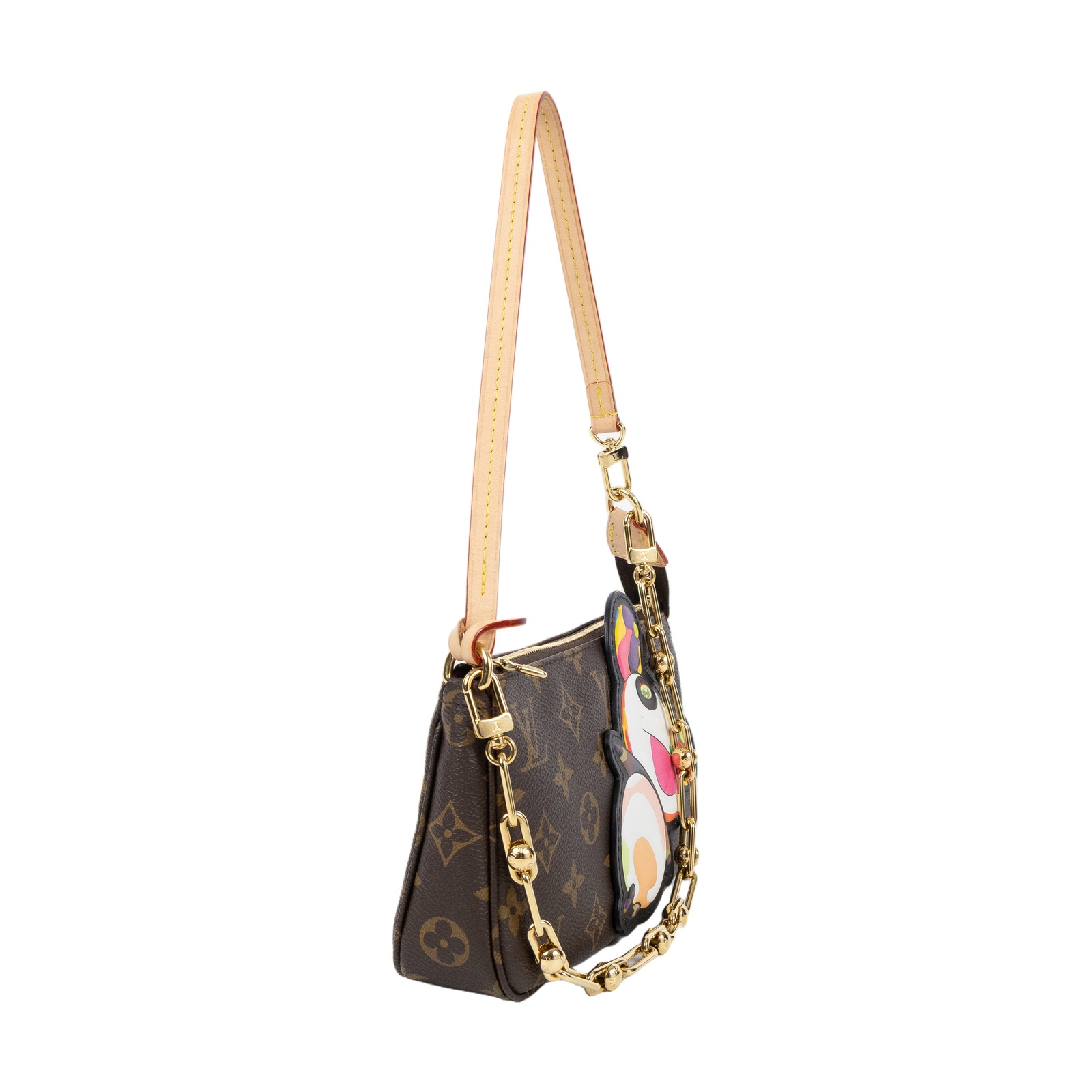 路易威登 LOUIS VUITTON 村上隆 麻將包 手提包 手拿包 Pochette Accessoires M13440 晶片款 村上隆娃娃麻將包 背帶2