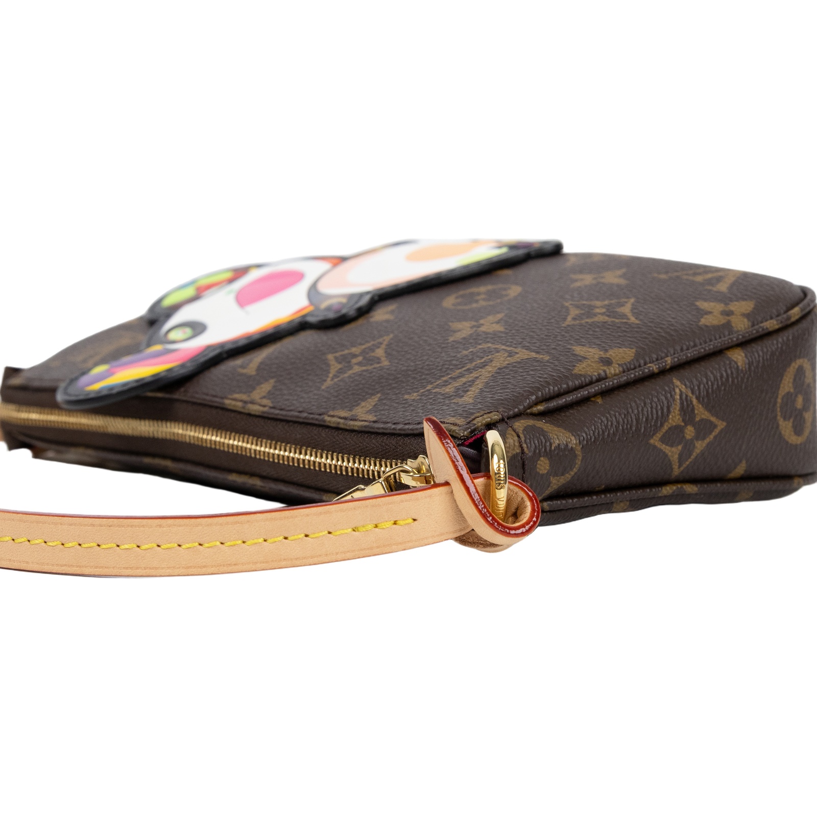 路易威登 LOUIS VUITTON 村上隆 麻將包 手提包 手拿包 Pochette Accessoires M13440 晶片款 村上隆娃娃麻將包 背帶2
