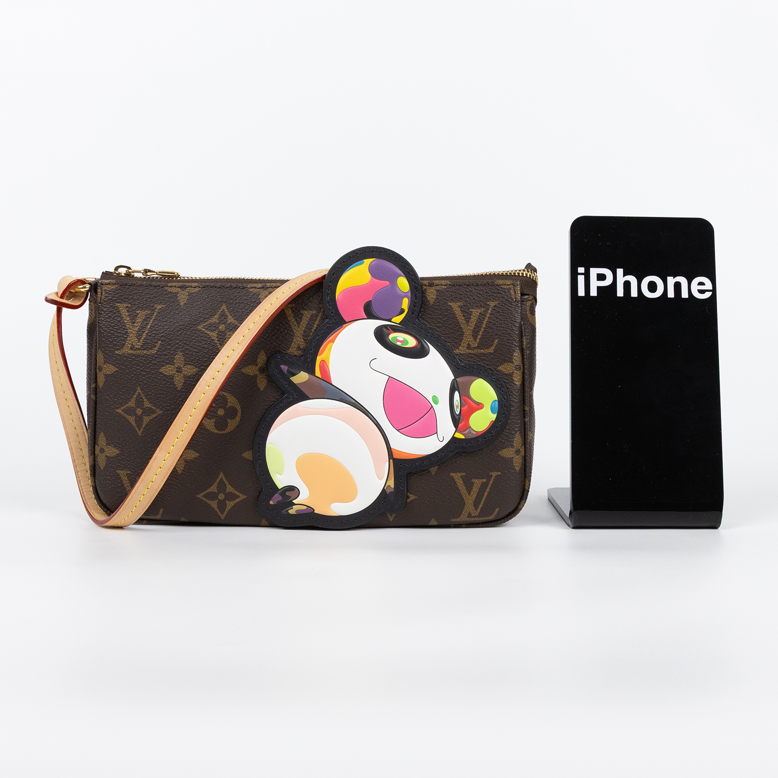 路易威登 LOUIS VUITTON 村上隆 麻將包 手提包 手拿包 Pochette Accessoires M13440 晶片款 村上隆娃娃麻將包 背帶2