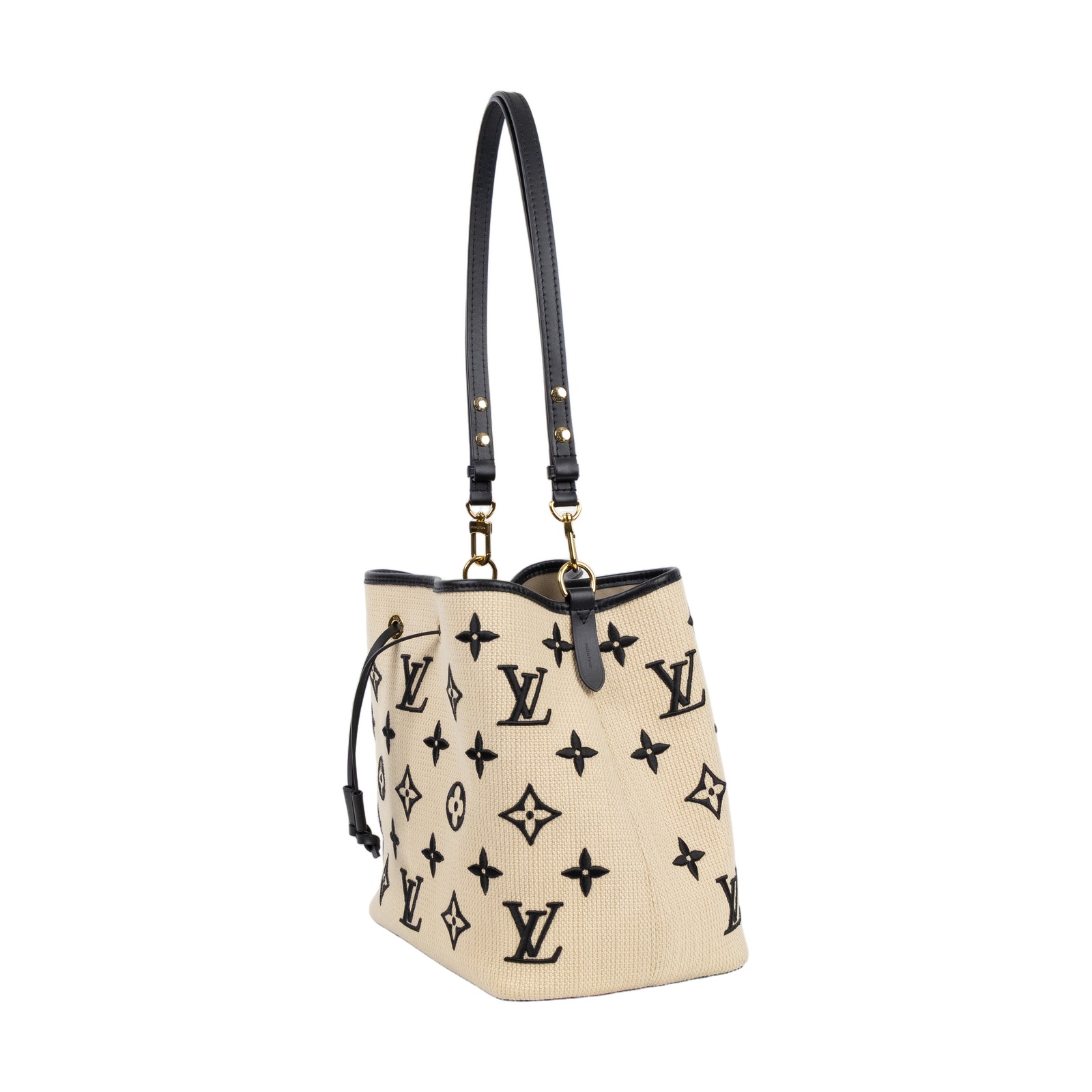 路易威登 LOUIS VUITTON NéoNoé MM 束口水桶包 M23080 晶片款 棉麻NEONOE MM 背帶