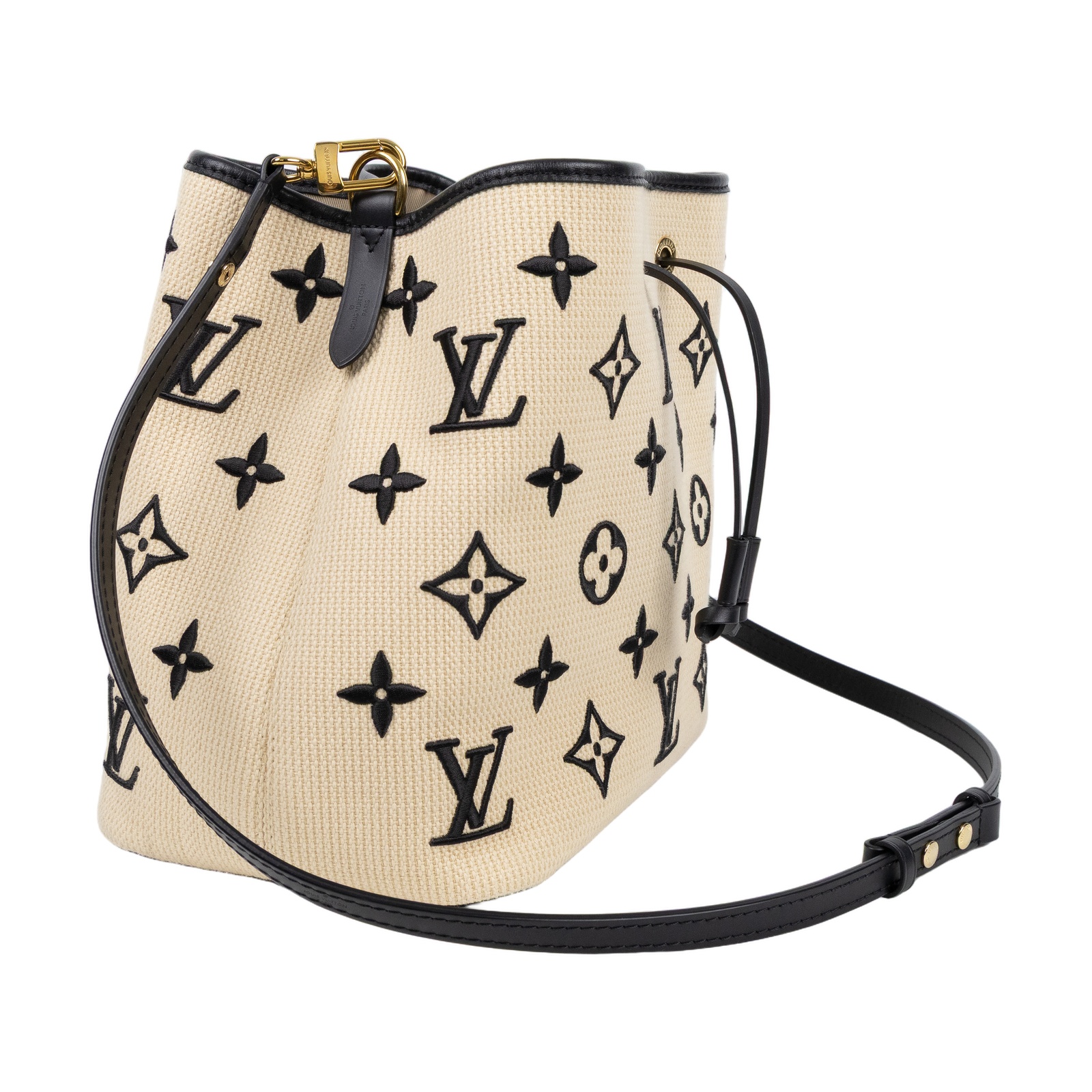 路易威登 LOUIS VUITTON NéoNoé MM 束口水桶包 M23080 晶片款 棉麻NEONOE MM 背帶