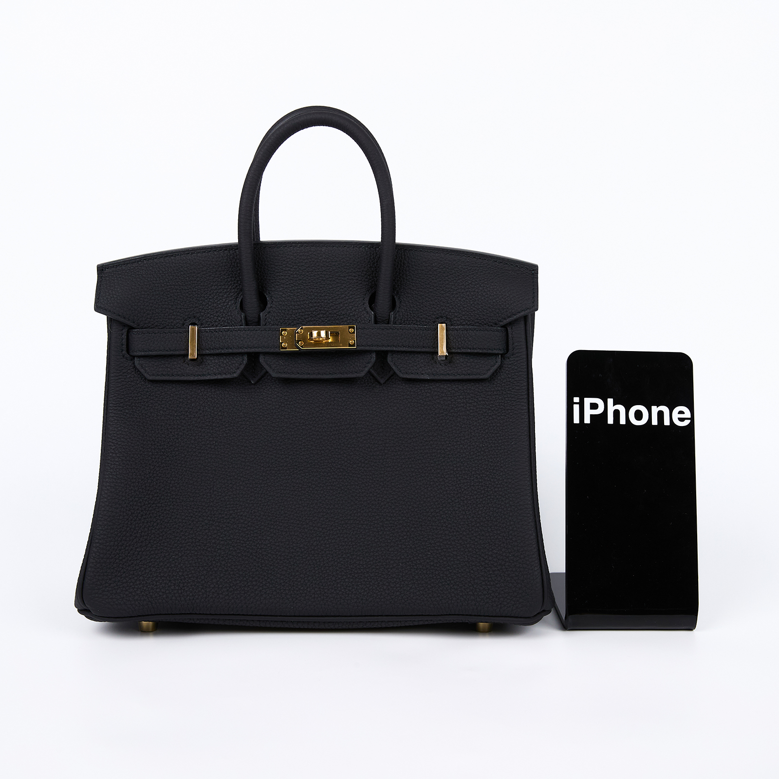 愛馬仕 Hermes Birkin Bag 柏金包 25 金色五金 黑色 H041344CC89 /  防塵袋/原廠盒子/鎖組/吊牌/購買證明/雨衣