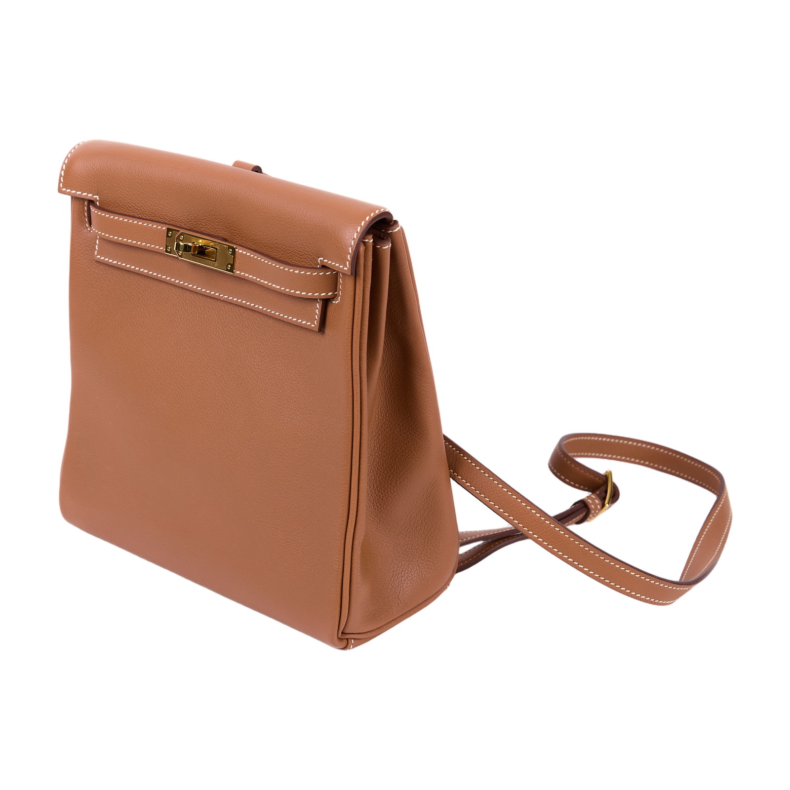 愛馬仕 Hermes Kelly Ado 後背包 金色五金 金棕色 H079015CC37 / Y刻 金棕KELLY ADO 防塵袋/原廠盒子/購買證明