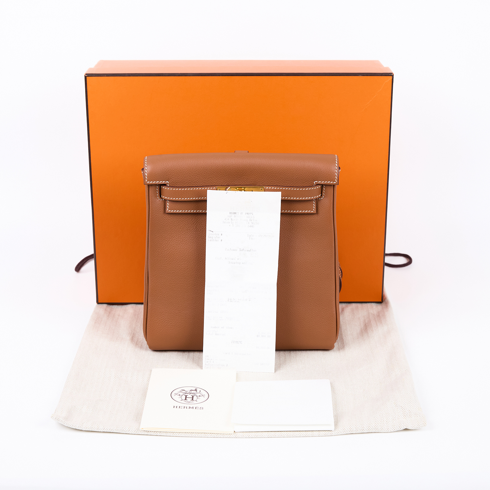 愛馬仕 Hermes Kelly Ado 後背包 金色五金 金棕色 H079015CC37 / Y刻 金棕KELLY ADO 防塵袋/原廠盒子/購買證明
