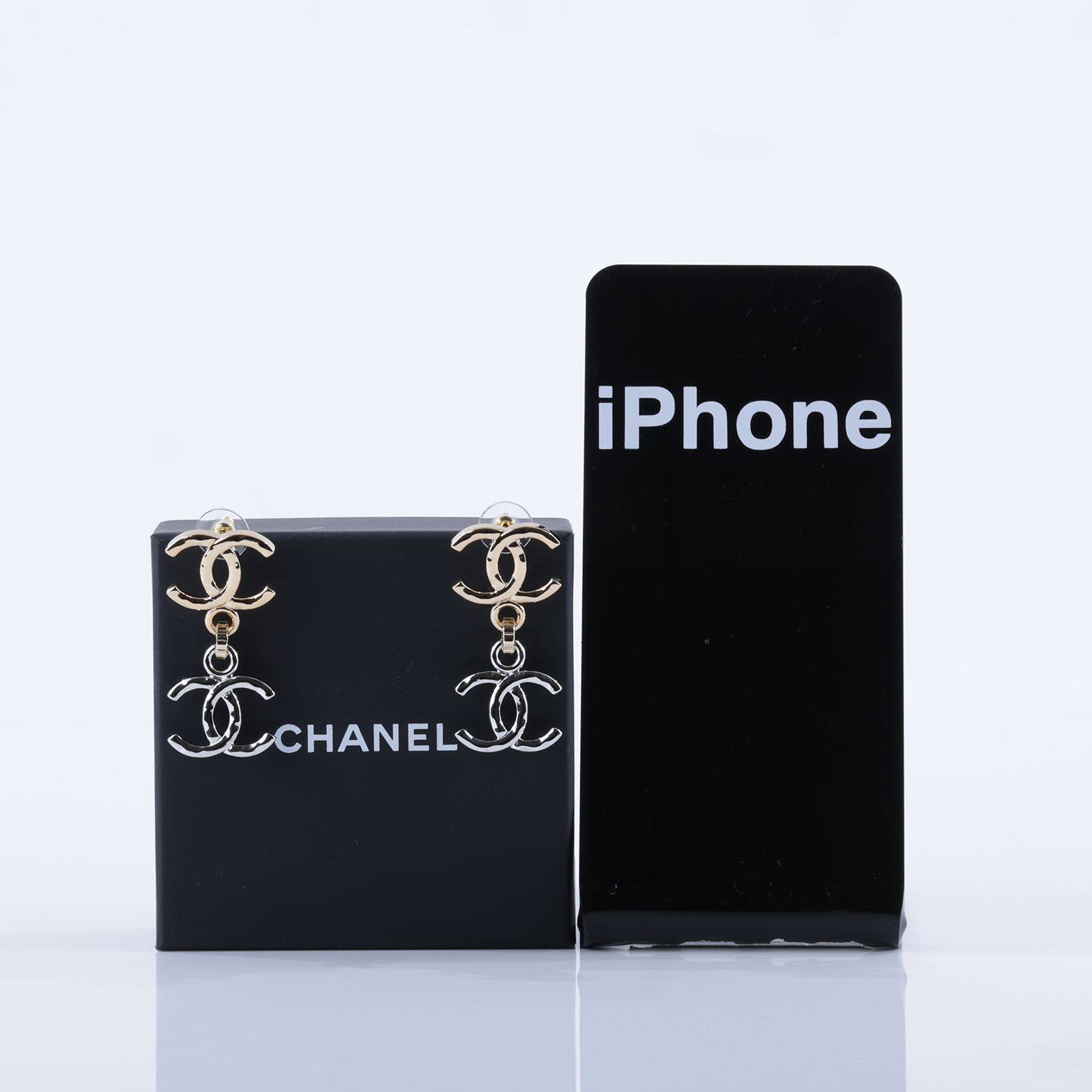香奈兒 CHANEL 耳環 耳釘 ABH223 B23570B26P 金銀雙C垂墜耳環 原廠盒子/內襯