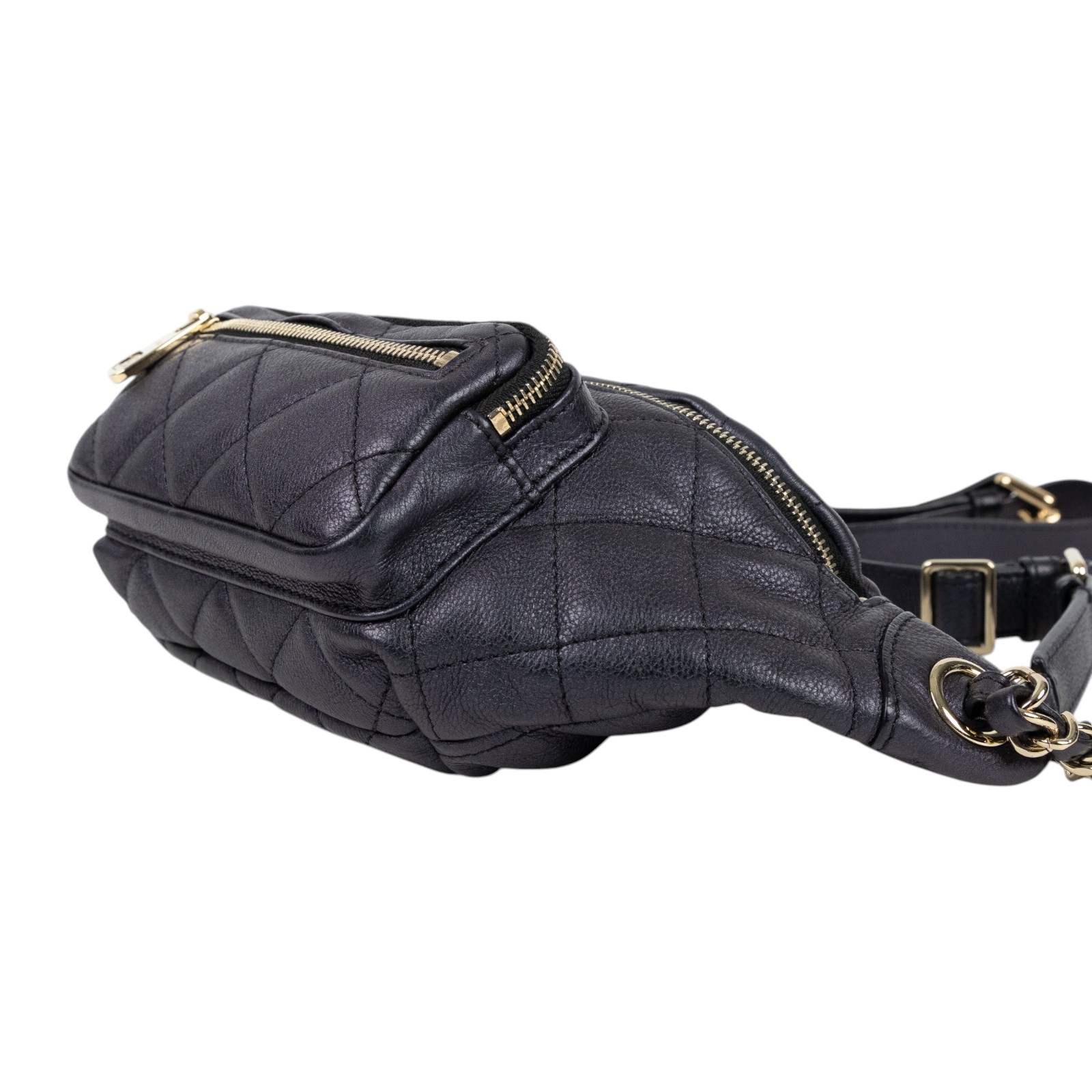 香奈兒 CHANEL 菱格紋 腰包 All About Waist Belt Bag AS0556 B00442 27開 黑牛珠光WAIST腰包 原廠盒子/防塵袋/保證卡/購買證明影本