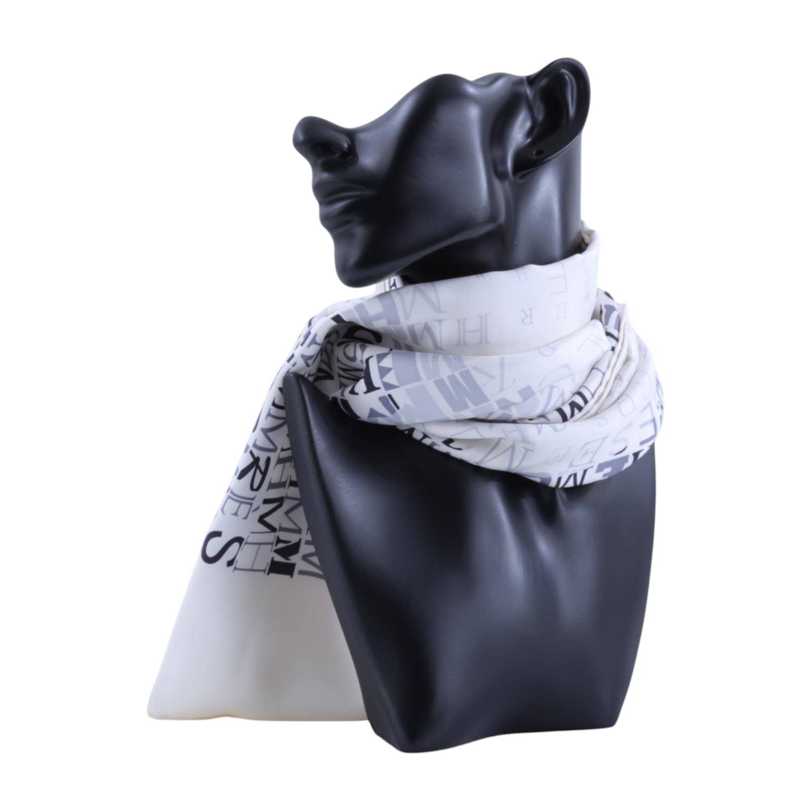 愛馬仕 Hermes Silk Carré 90 絲巾   黑白LOGO買賽克馬90 原廠盒子