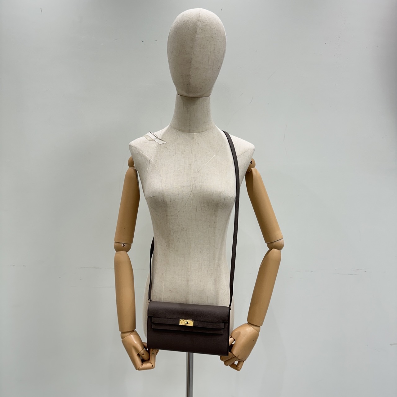 愛馬仕 Hermes Kelly to go 長夾肩背包 KLG W刻 錫器灰 KELLY TO GO 原廠盒子