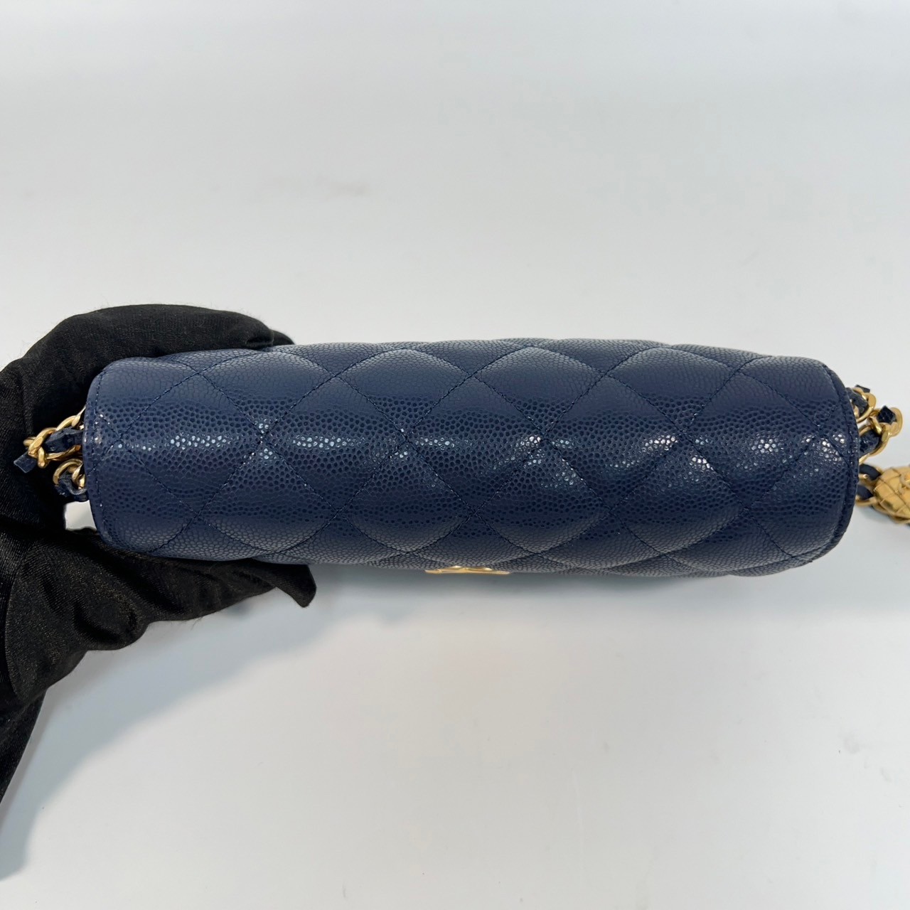 香奈兒 CHANEL cc logo 晚宴包 口蓋包  晶片款 藍荔枝金幣長型鍊包 原廠盒子/防塵袋