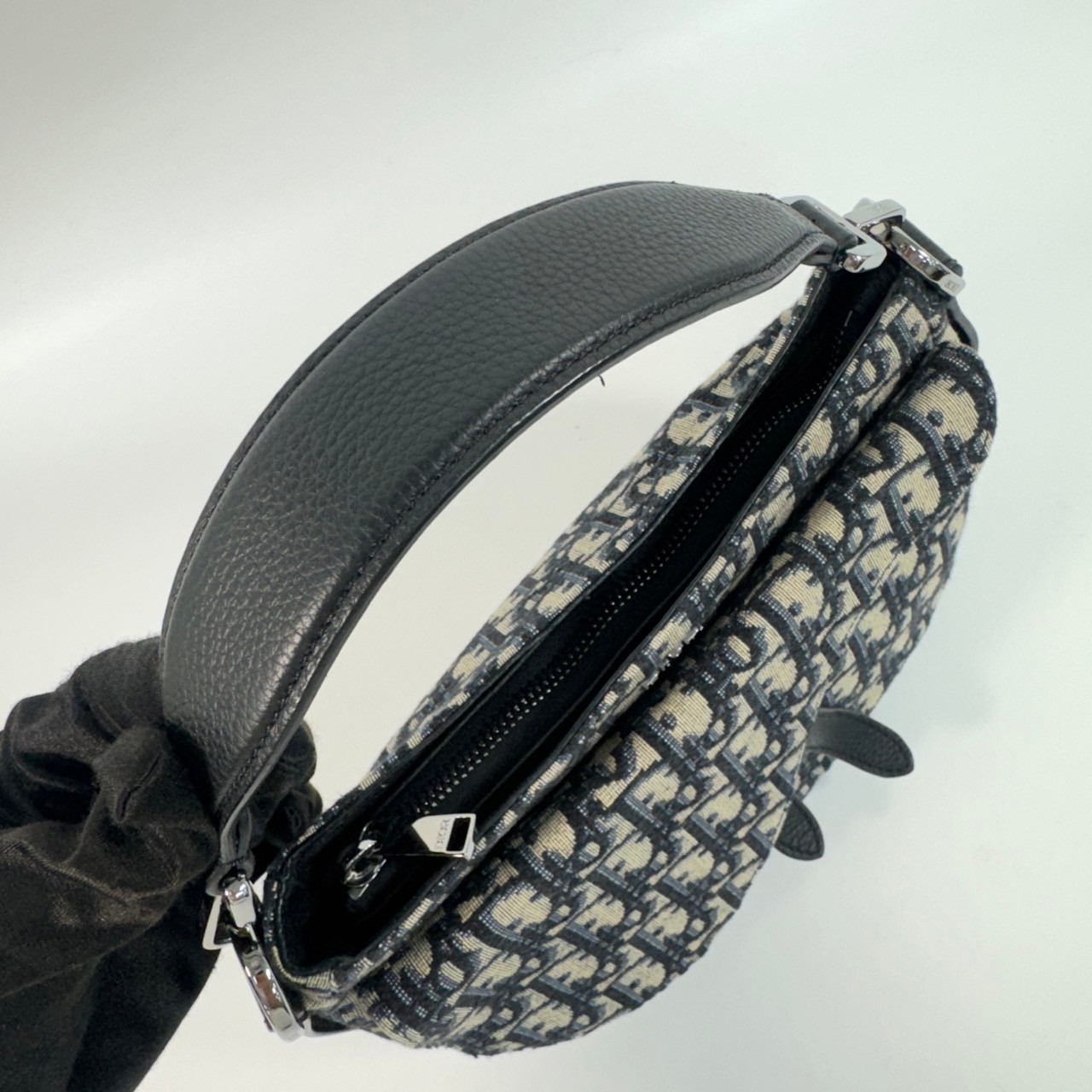 迪奧 CHRISTIAN DIOR 迷你 Saddle 柔軟馬鞍袋  藍緹花 SADDLE 斜背包 防塵袋