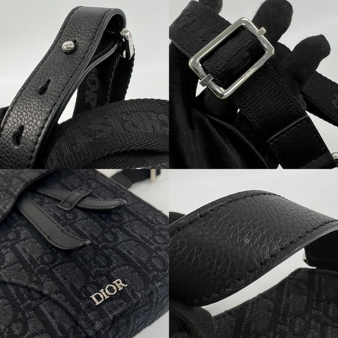 迪奧 CHRISTIAN DIOR Saddle 馬鞍包  黑緹花SADDLE 胸包 防塵袋