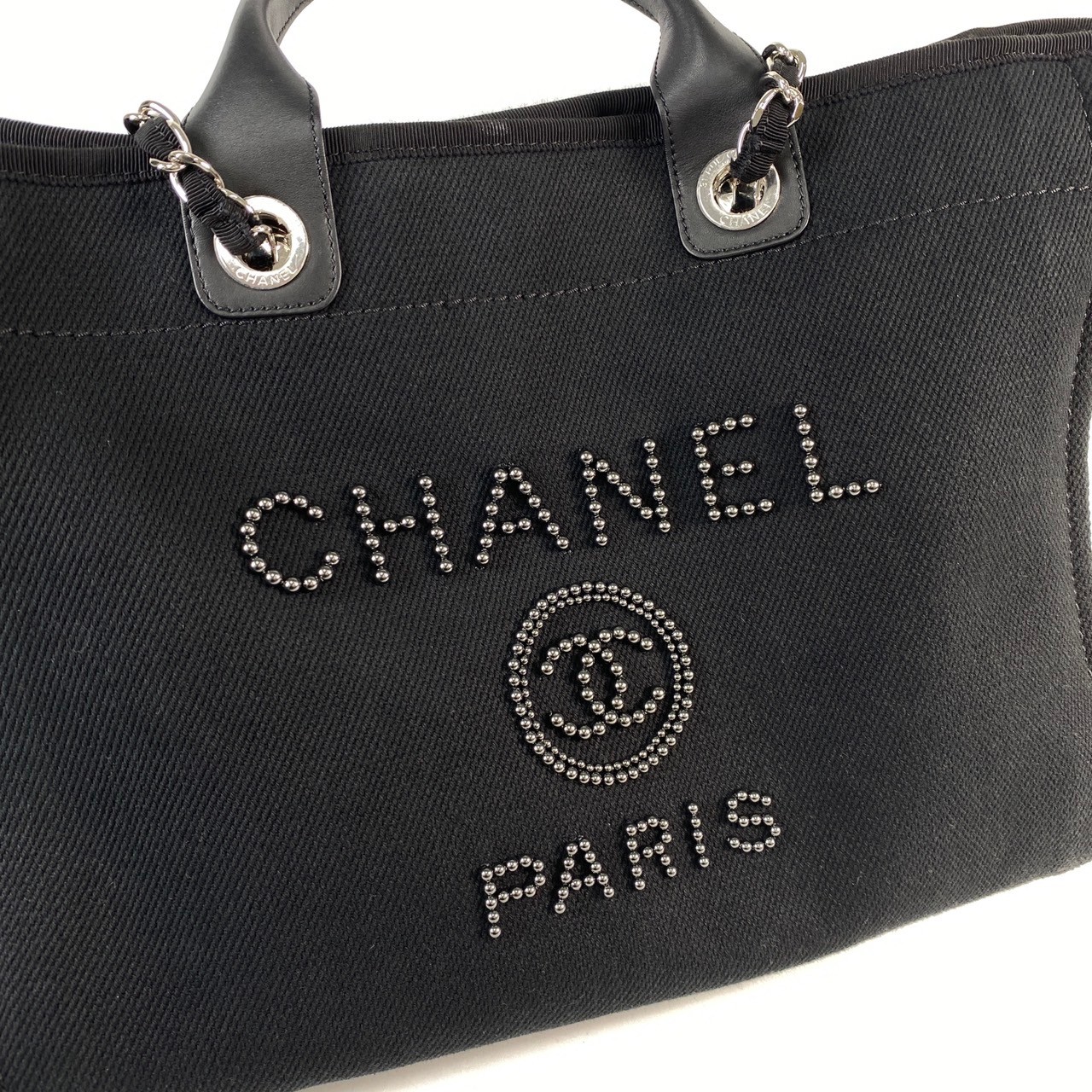 香奈兒 CHANEL 海灘包 超大型  29開 黑帆布Deauville 沙灘包 防塵袋/保證卡