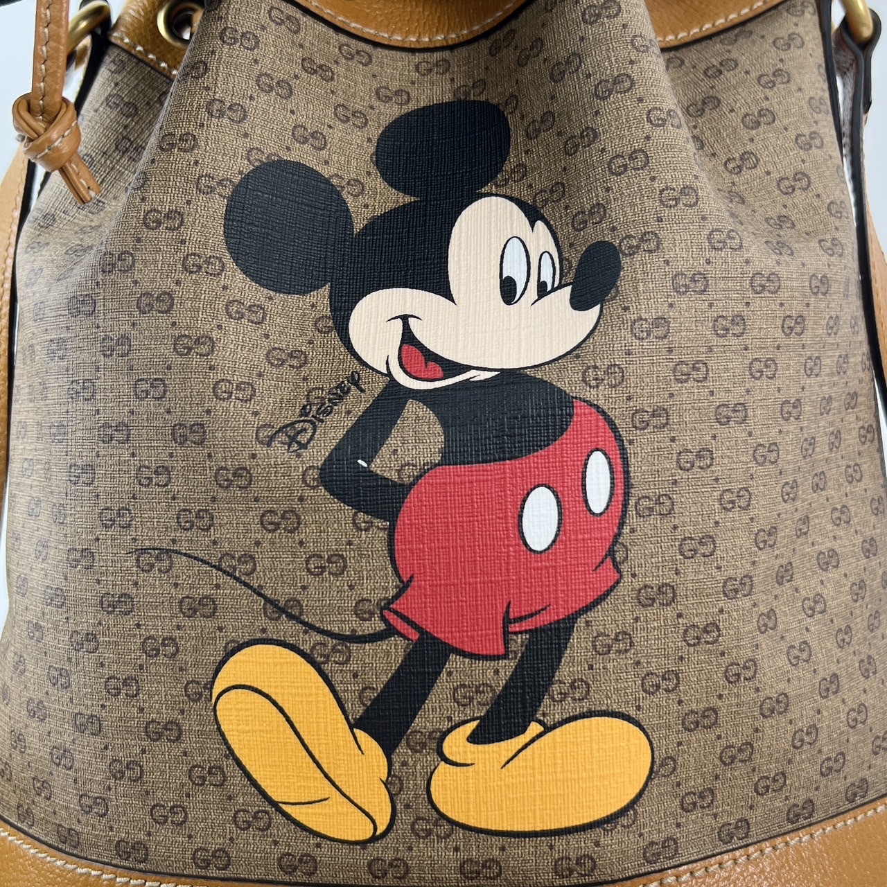 古馳 GUCCI 2020 Disney x Gucci 米奇系列 水桶包 小型 602691 棕色米奇聯名水桶包 防塵袋