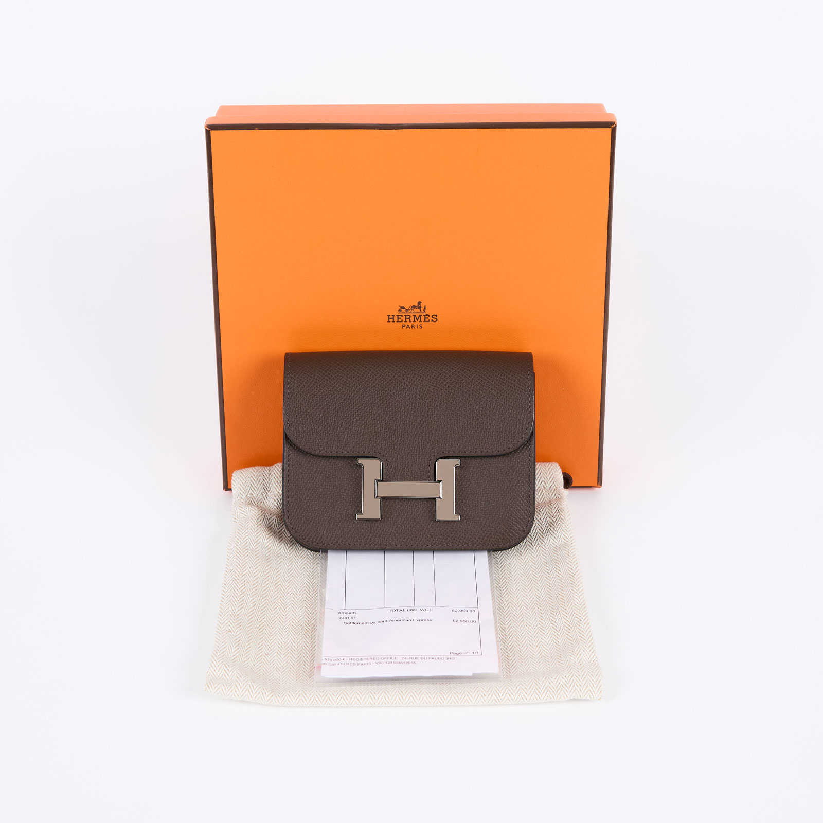 愛馬仕 Hermes Constance Bag Epsom 康康包 短夾 Slim  CNSLIM B刻/色號4C  原廠盒子/防塵袋/國外購買證明