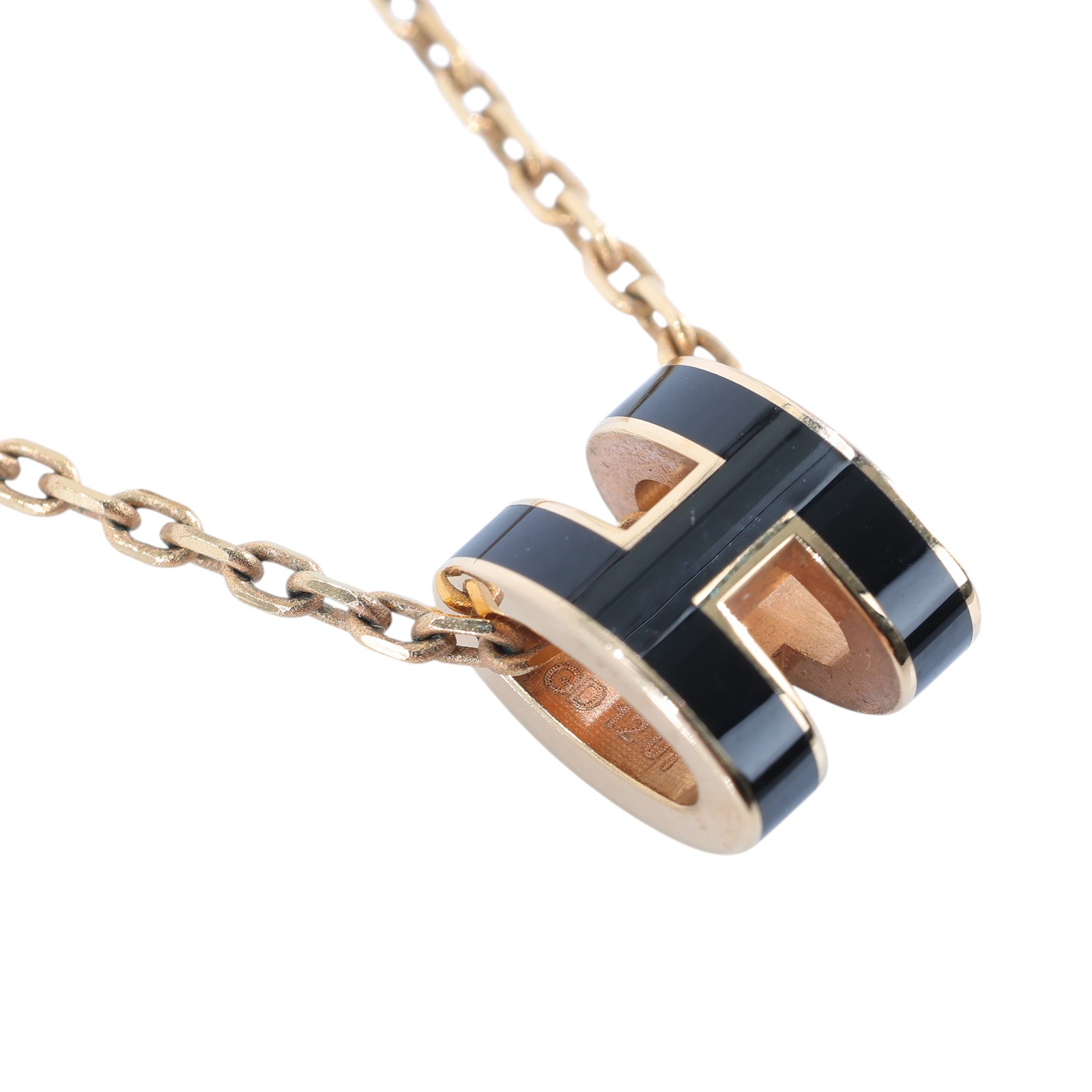 愛馬仕 Hermes Mini Pop H 墜飾 POPHPMINI GD 12 01 黑金MINI POP項鍊 原廠盒子/防塵袋