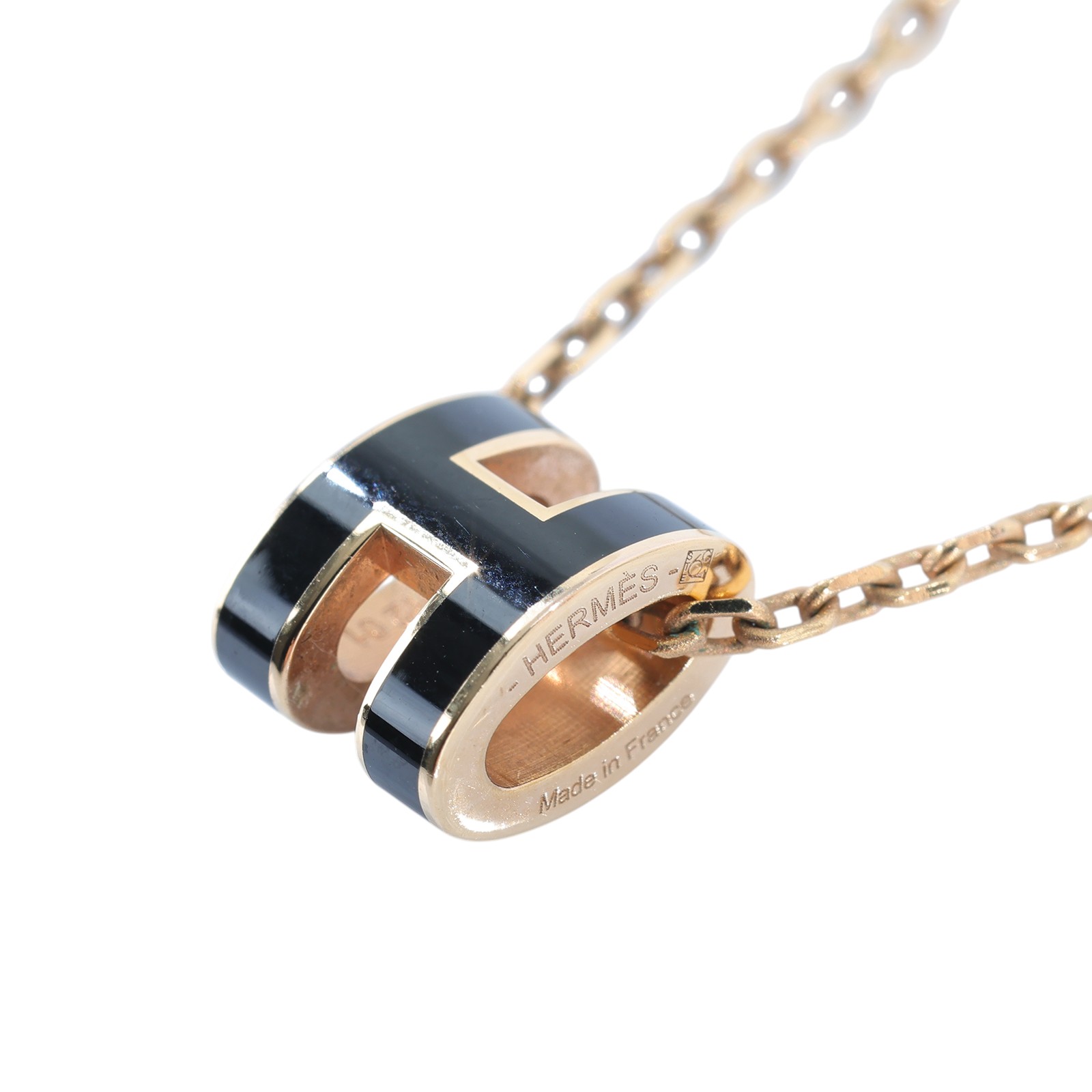 愛馬仕 Hermes Mini Pop H 墜飾 POPHPMINI GD 12 01 黑金MINI POP項鍊 原廠盒子/防塵袋