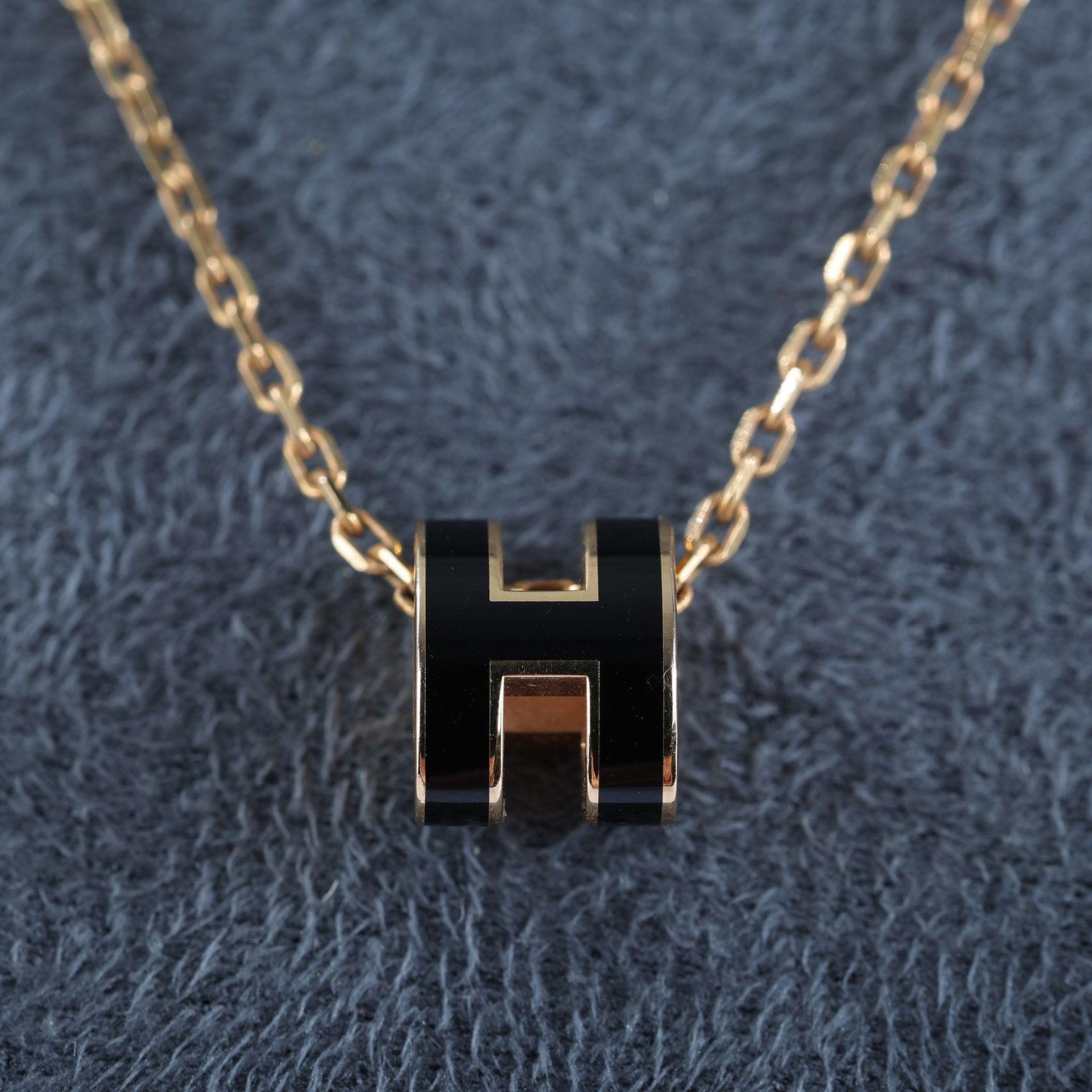 愛馬仕 Hermes Mini Pop H 墜飾 POPHPMINI GD 12 01 黑金MINI POP項鍊 原廠盒子/防塵袋