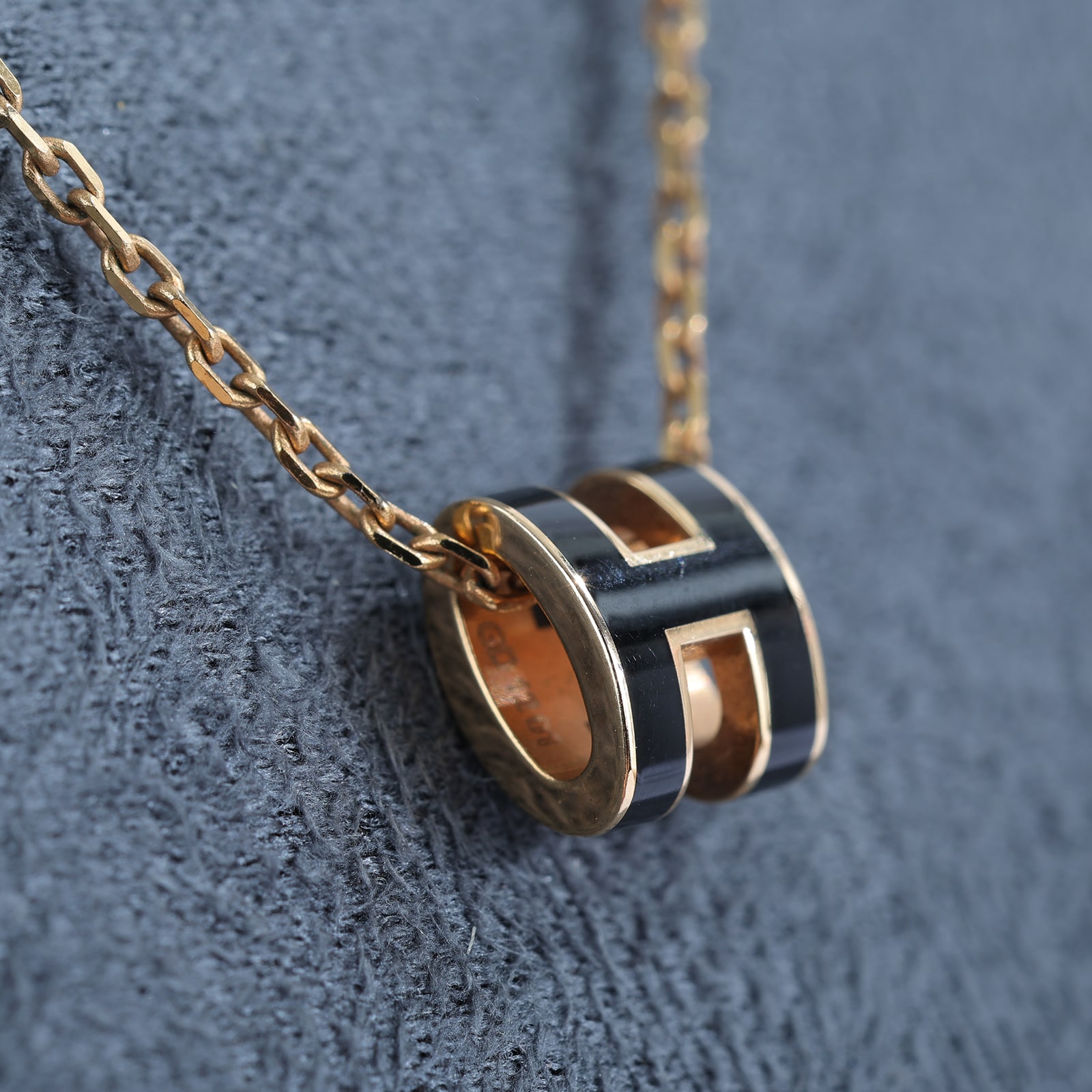 愛馬仕 Hermes Mini Pop H 墜飾 POPHPMINI GD 12 01 黑金MINI POP項鍊 原廠盒子/防塵袋