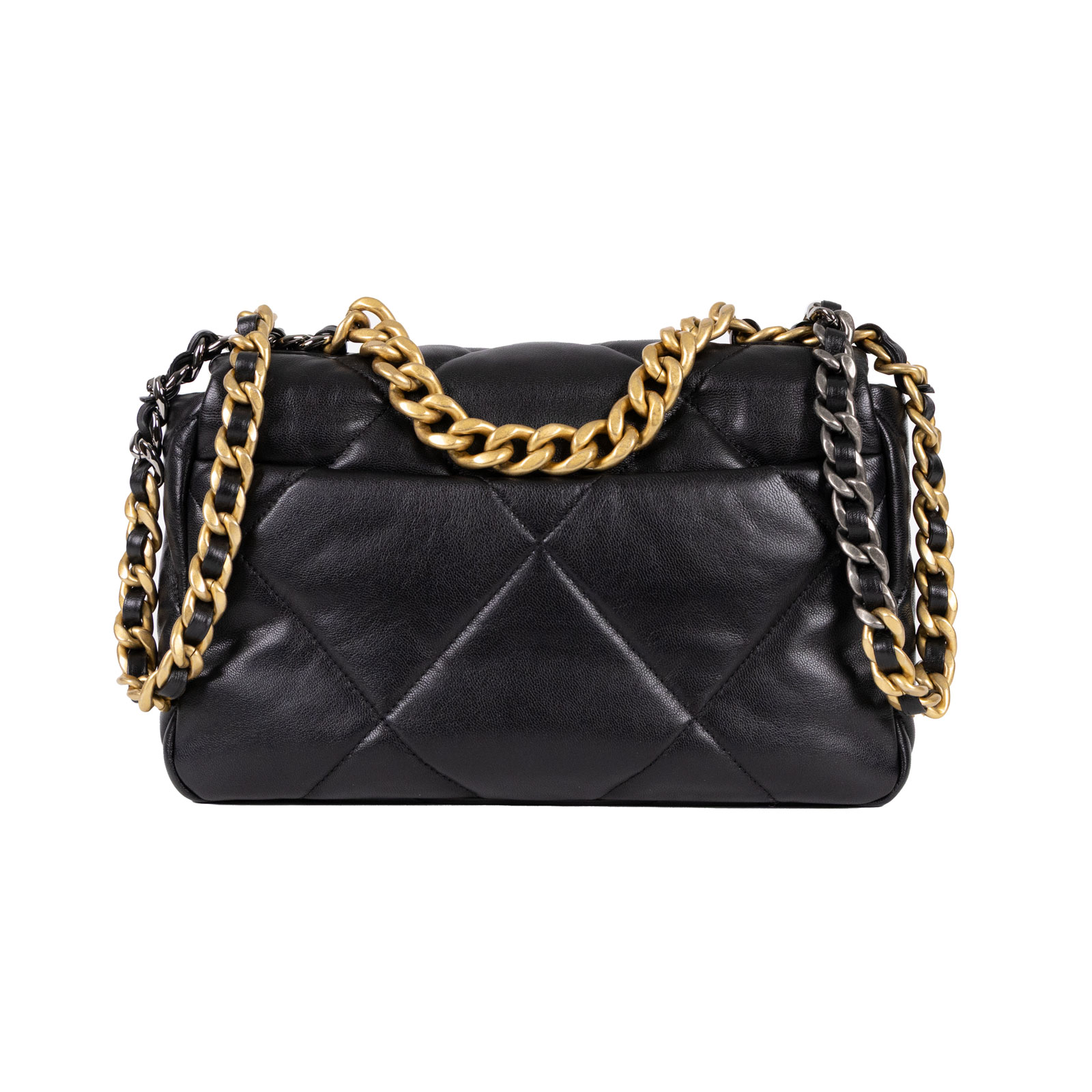 香奈兒 CHANEL 19 口蓋包 菱格紋 金銀鍊帶 手提 肩背包 AS1160 30開黑羊19包 26CM 原廠盒子/防塵袋/保證卡