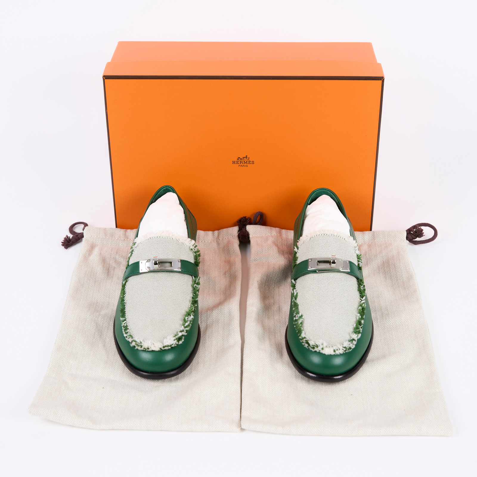 愛馬仕 Hermes Kelly 莫卡辛鞋  綠色KELLY 鞋 原廠盒子/防塵袋