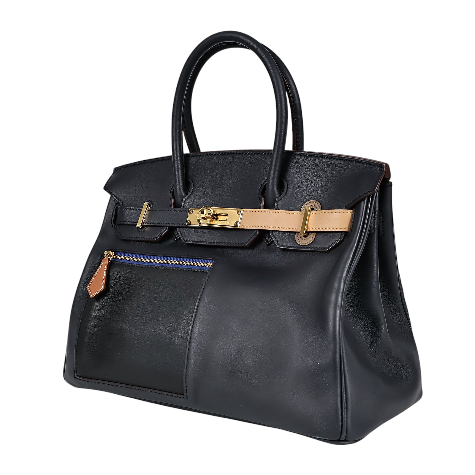 愛馬仕 Hermes Birkin Bag 柏金包 30 BK30 B刻 ☆深藍色BIRKIN 30 COLORMATIC 原廠盒子/防塵袋/雨衣/鎖組