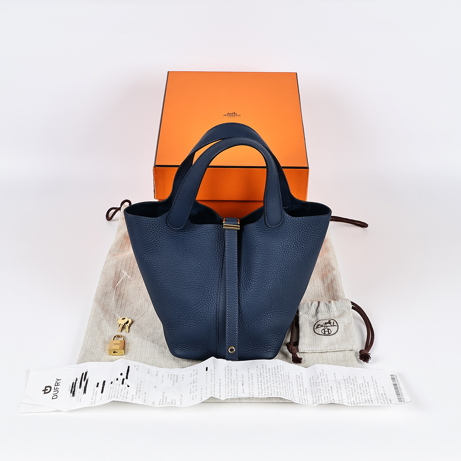 愛馬仕 Hermes Picotin Lock 18 菜籃子包 PT18 U刻 普魯士藍 PICOTIN18 原廠盒子/防塵袋/購買證明/鎖組