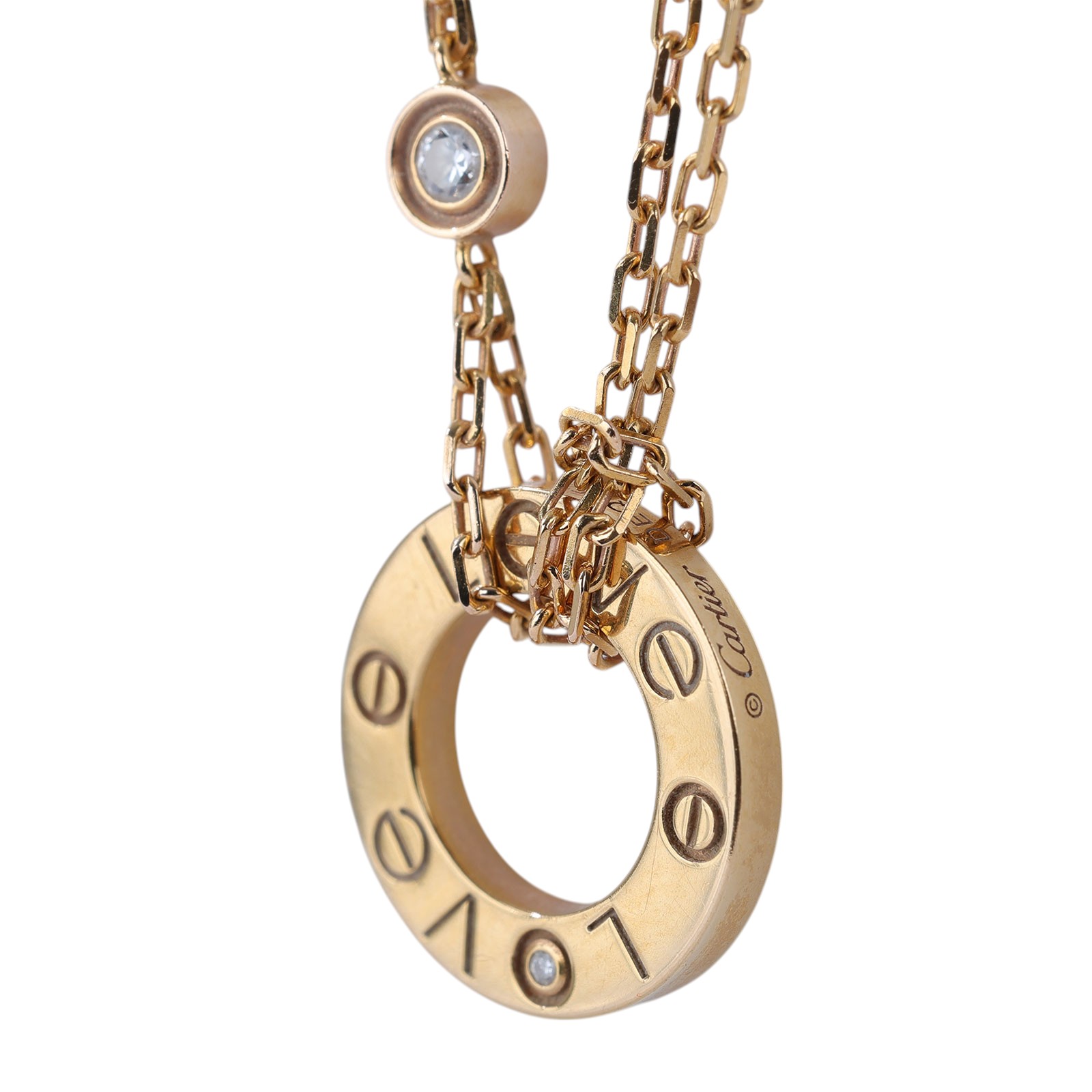 卡地亞 CARTIER Love  吊墜 2顆鑽石 B7224509 PG 單鑽LOVE項鍊 原廠盒子/購買證明