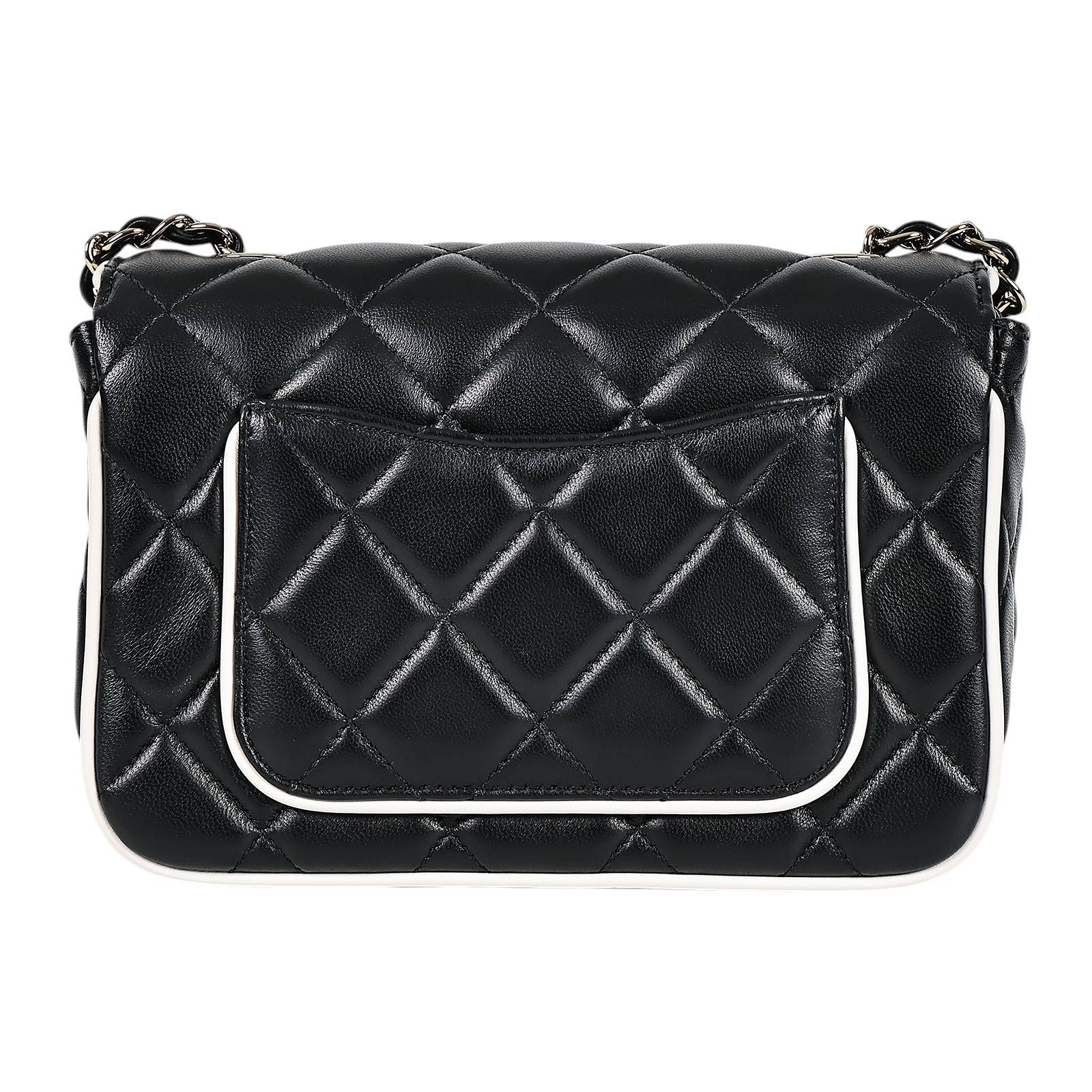 香奈兒 CHANEL 方胖子 肩背 口蓋包  晶片款 黑金羊白雙C釦方胖 原廠盒子