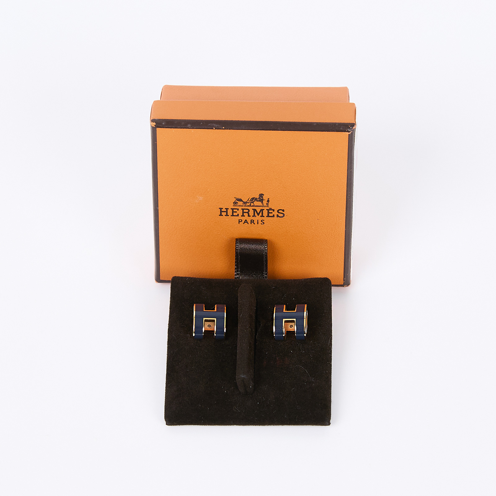 愛馬仕 Hermes Mini Pop H 耳釘 POPHE 藍色H 耳環 原廠盒子