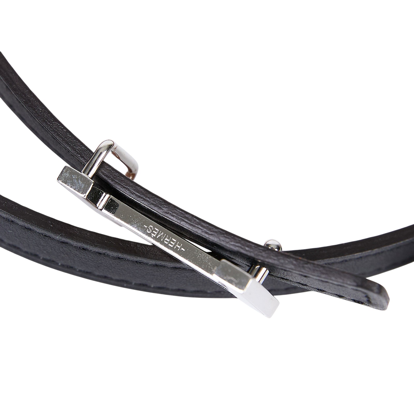 愛馬仕 Hermes H 皮帶釦 雙面皮腰帶 HBELT3275 黑細版皮帶 防塵袋