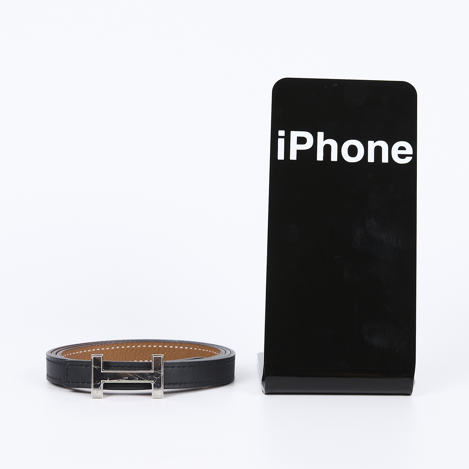 愛馬仕 Hermes H 皮帶釦 雙面皮腰帶 HBELT3275 黑細版皮帶 防塵袋