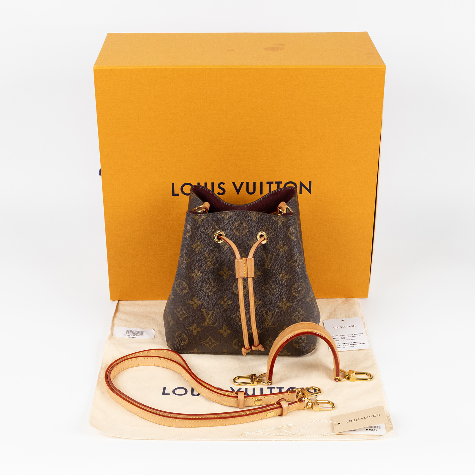 路易威登 LOUIS VUITTON Néonoé BB 經典帆布 束口水桶包 M46581 晶片款 原花NEONOE BB 原廠盒子/防塵袋/背帶