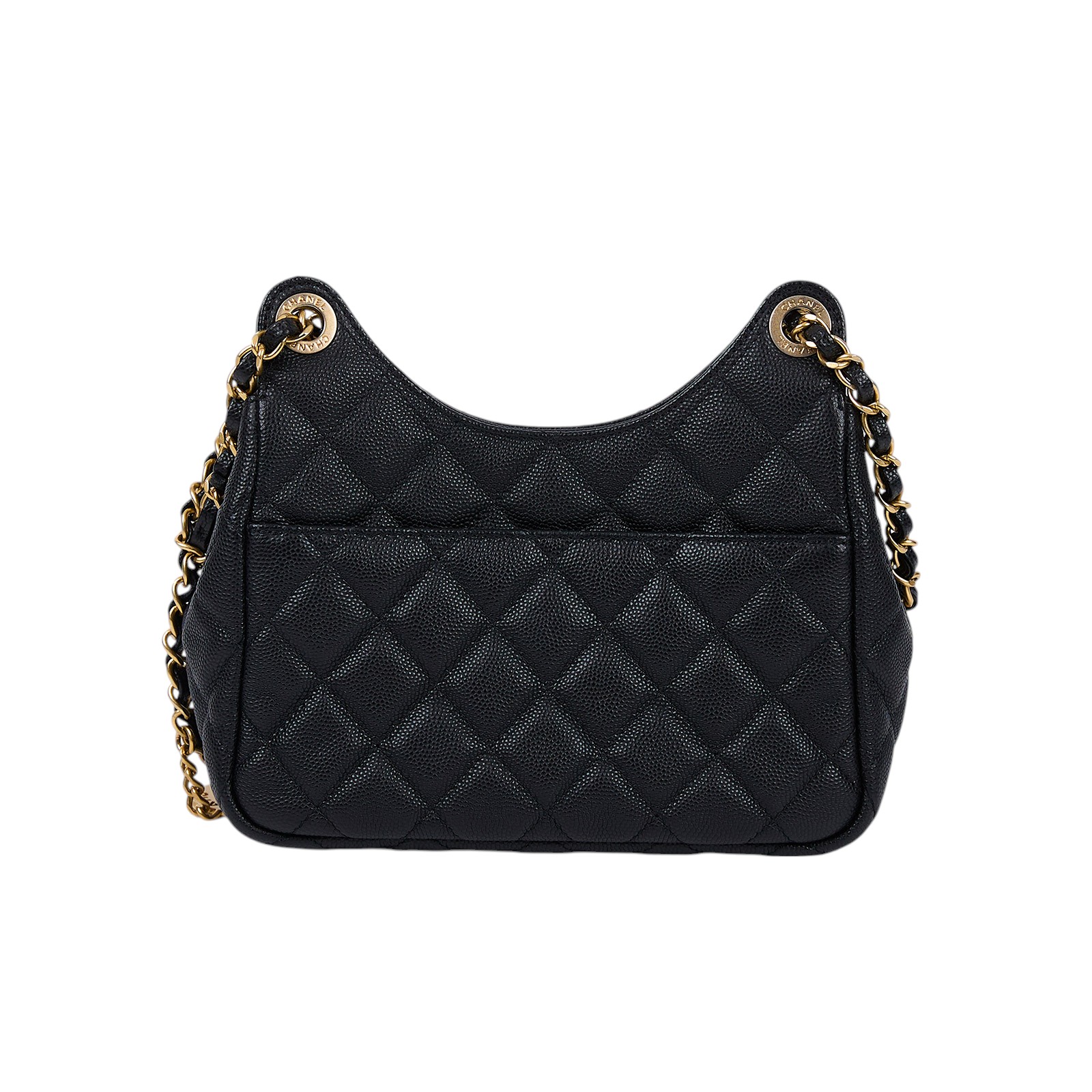 香奈兒 CHANEL 流浪包 Hobo Bag CC LOGO 斜背包 AS3710 晶片款 黑金油蠟皮天貓精靈 小號 原廠盒子/防塵袋/購買證明