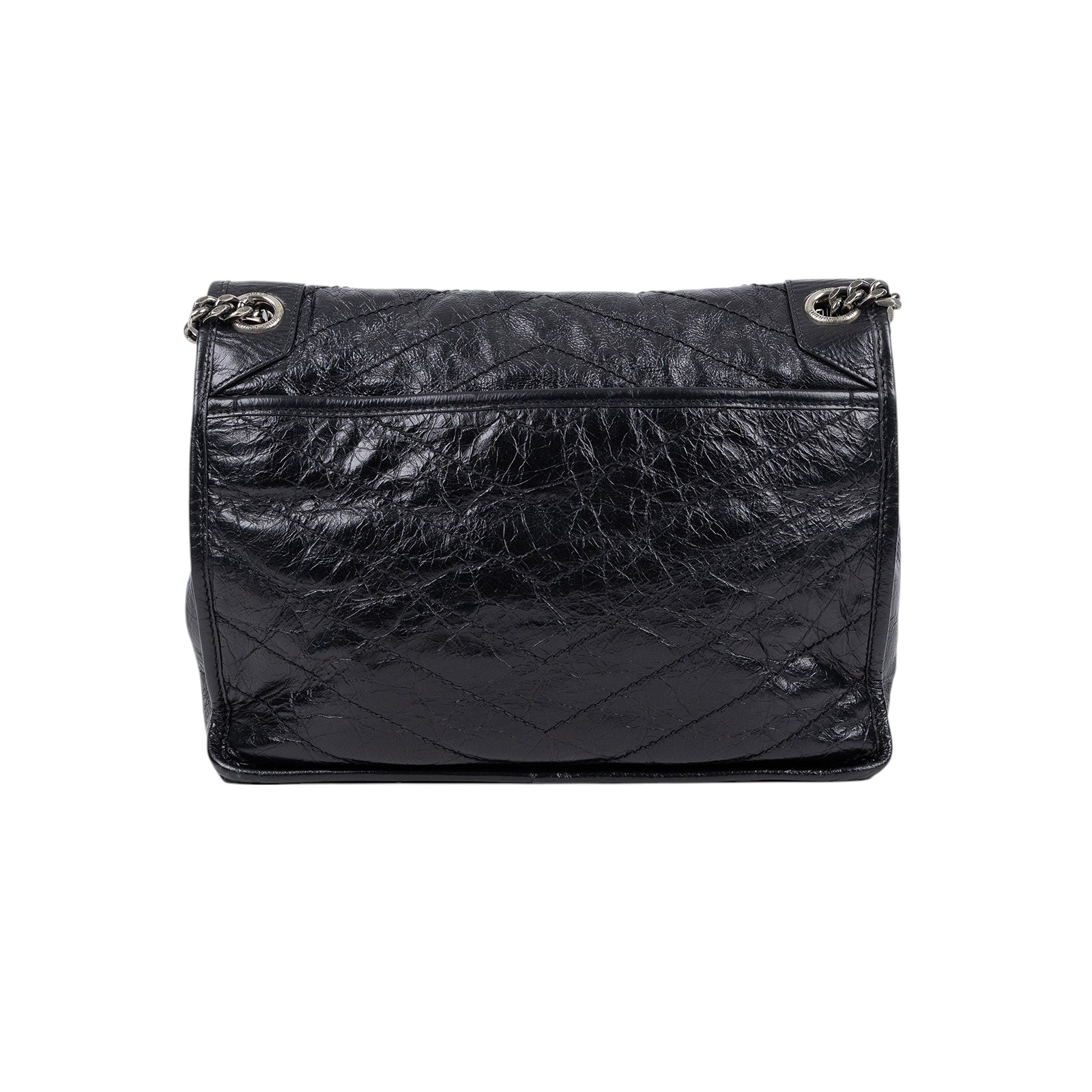 聖羅蘭 YSL SAINT LAURENT NIKI  復古皮革 山型紋 翻蓋 肩背包 中型 4988940EN04 黑NIKI MEDIUM 無附屬品