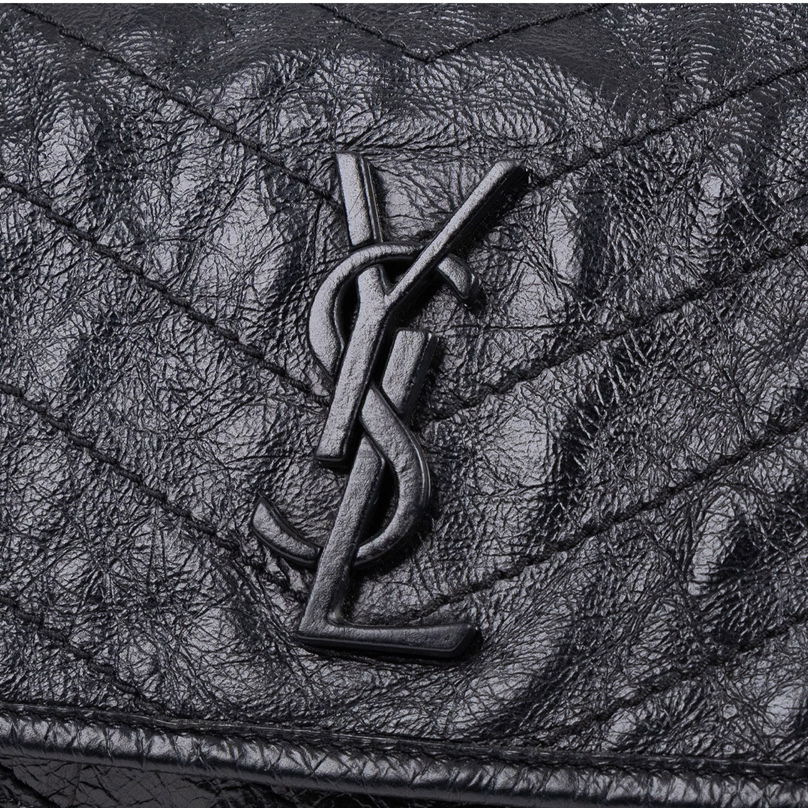 聖羅蘭 YSL SAINT LAURENT NIKI  復古皮革 山型紋 翻蓋 肩背包 中型 4988940EN04 黑NIKI MEDIUM 無附屬品