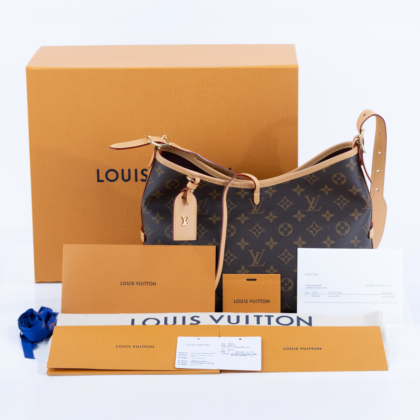 路易威登 LOUIS VUITTON CarryAll PM 原花 肩背包 M46203 晶片款 原花CARRYALL PM 原廠盒子/防塵袋/內袋/購買證明