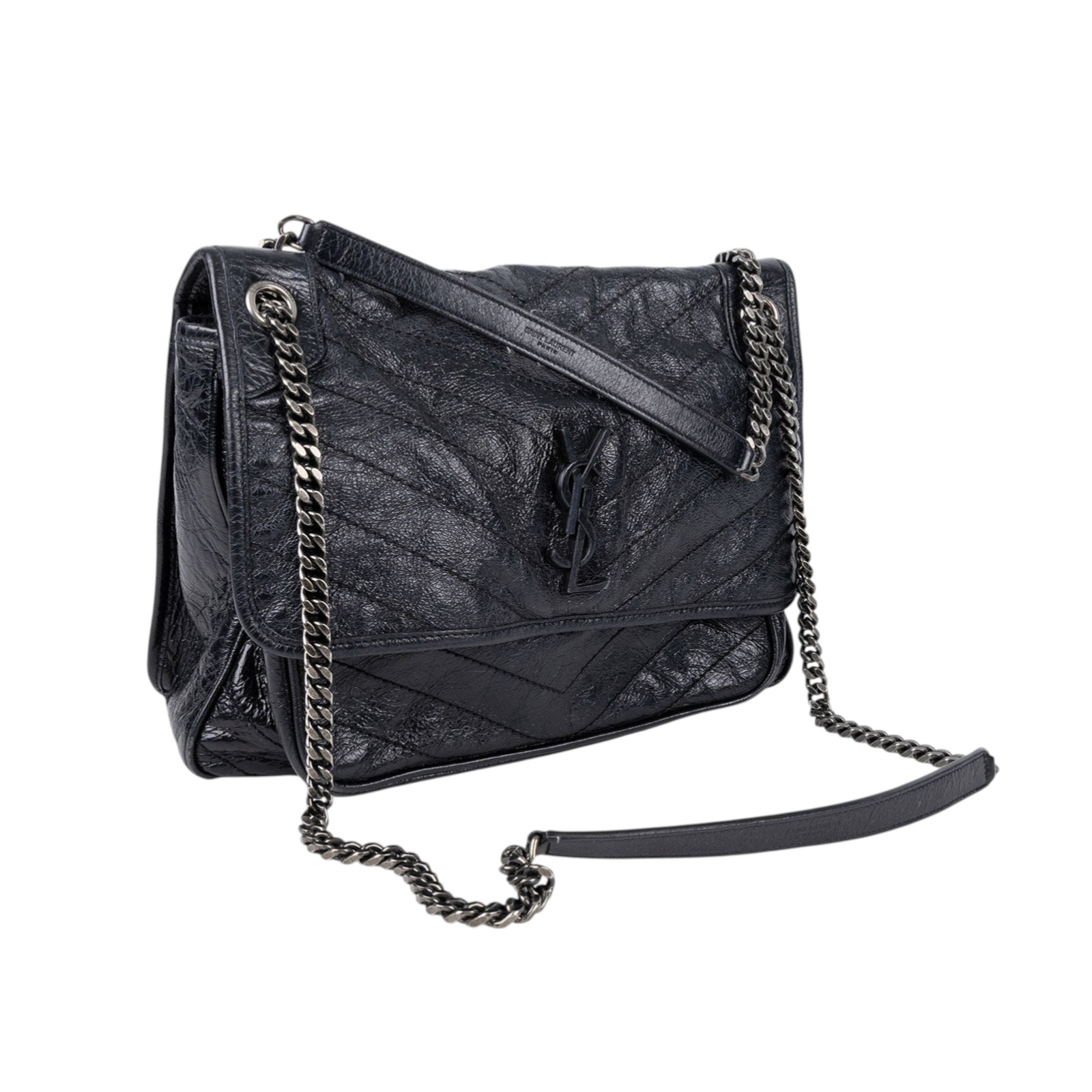 聖羅蘭 YSL SAINT LAURENT Niki 復古皮革 大型 手袋 肩背包 4988830EN04 黑NIKI 大款 防塵袋