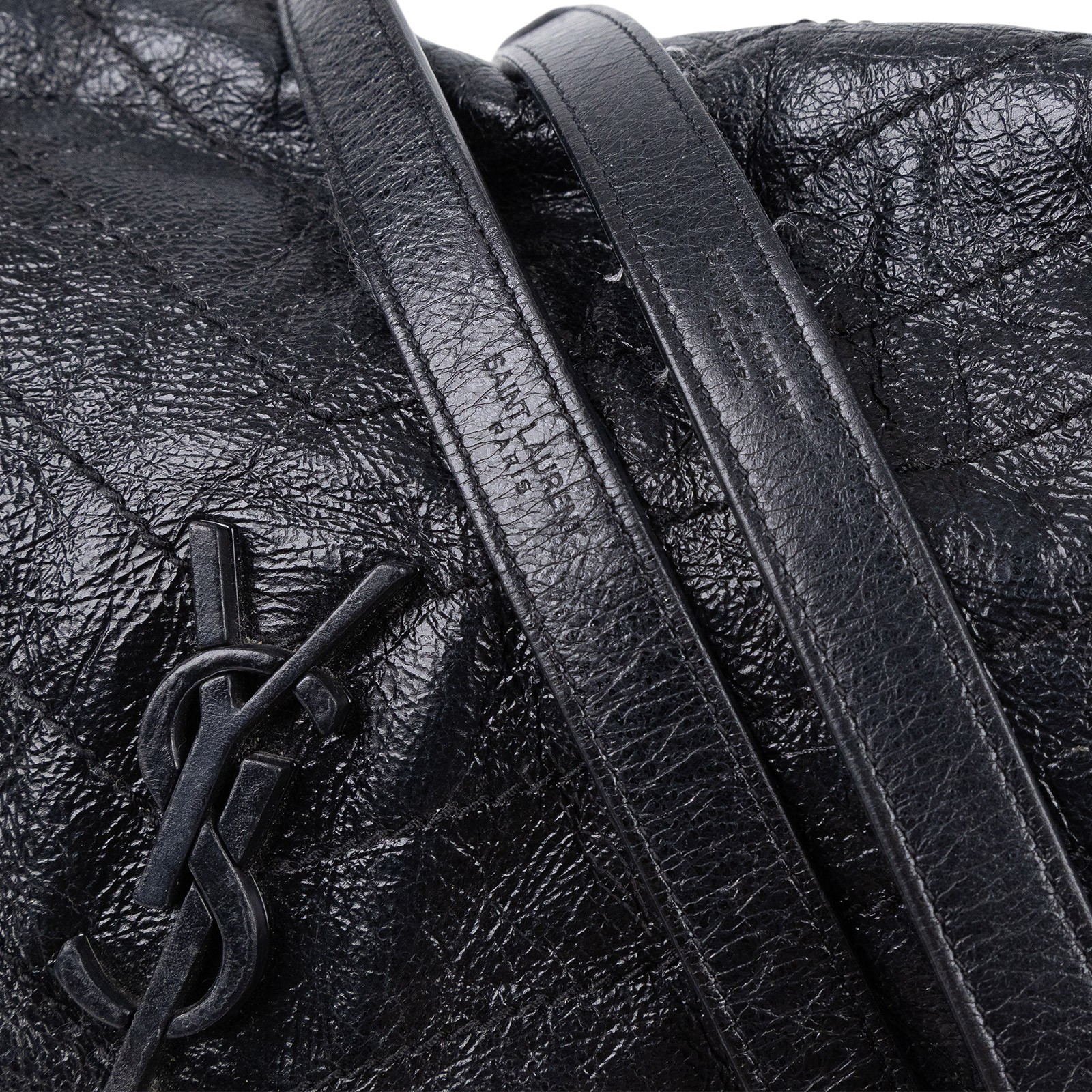 聖羅蘭 YSL SAINT LAURENT Niki 復古皮革 大型 手袋 肩背包 4988830EN04 黑NIKI 大款 防塵袋