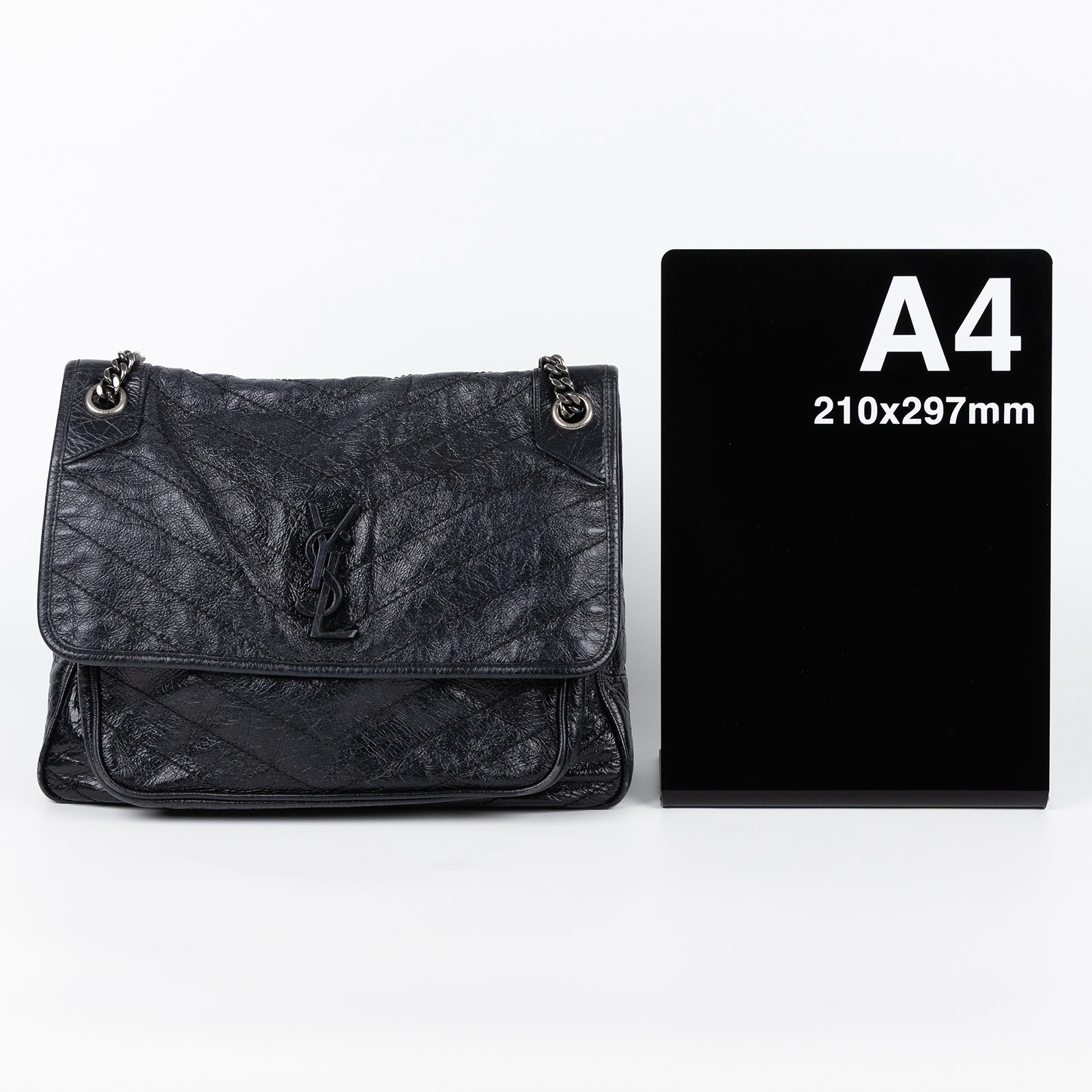 聖羅蘭 YSL SAINT LAURENT Niki 復古皮革 大型 手袋 肩背包 4988830EN04 黑NIKI 大款 防塵袋