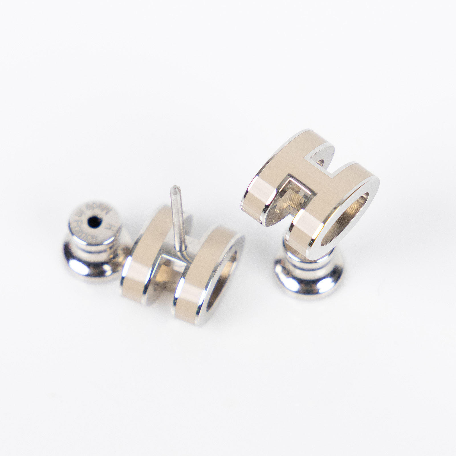 愛馬仕 Hermes Mini Pop H 耳釘 淺褐色 H608002FP55 灰褐色POP H MINI耳環 原廠盒子/防塵袋