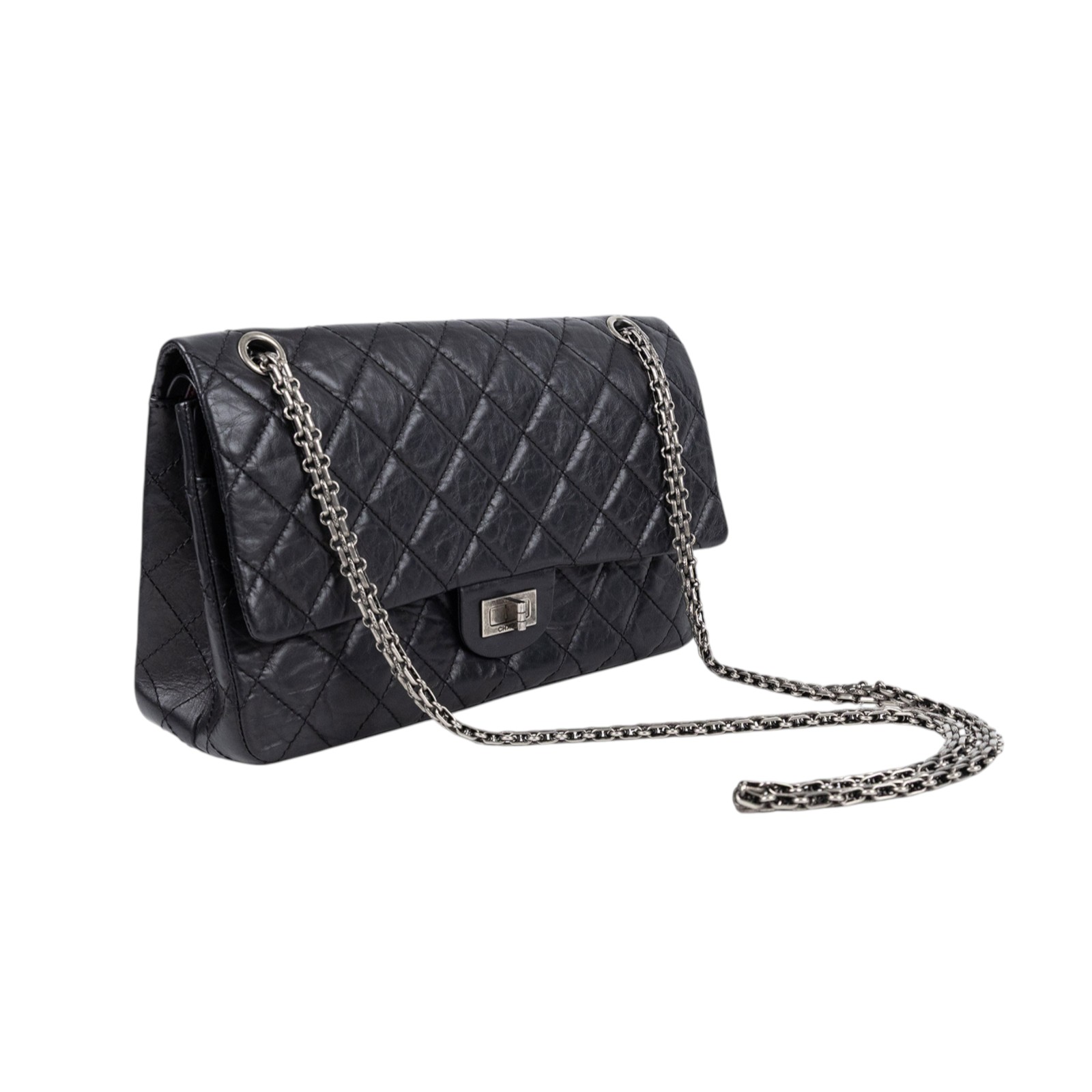 香奈兒 CHANEL 2.55 28CM  斜背 肩背口蓋包 黑色  12開 黑色2.55 28CM 防塵袋